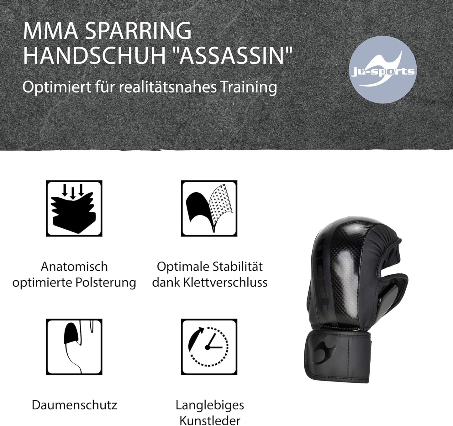 Carbon MMA Sparring-Handschuhe, L