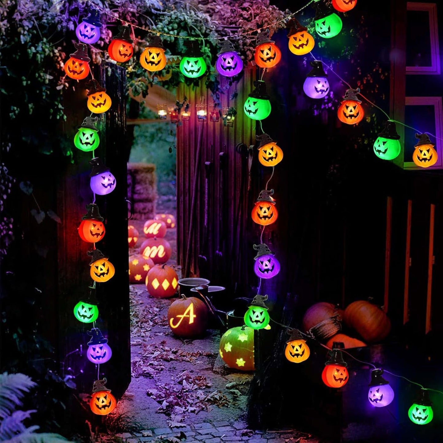Halloween Kürbis Lichterkette, 20 LED, 3 Meter, batteriebetrieben