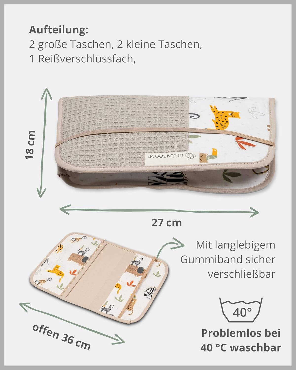 Windeltasche für unterwegs, Sand Savanne 18 x 27 cm