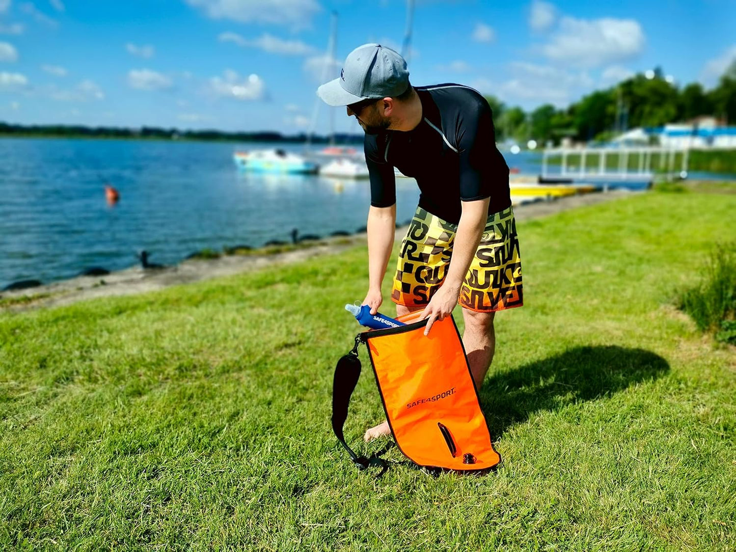 3-in-1 RunSwimmer Sicherheitsboje mit Trockentasche