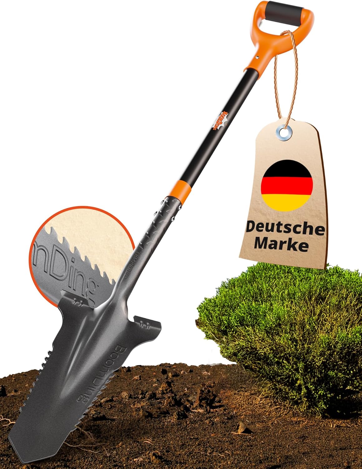 Wurzelspaten mit Wurzelsäge und ergonomischem Griff, Wurzelspaten