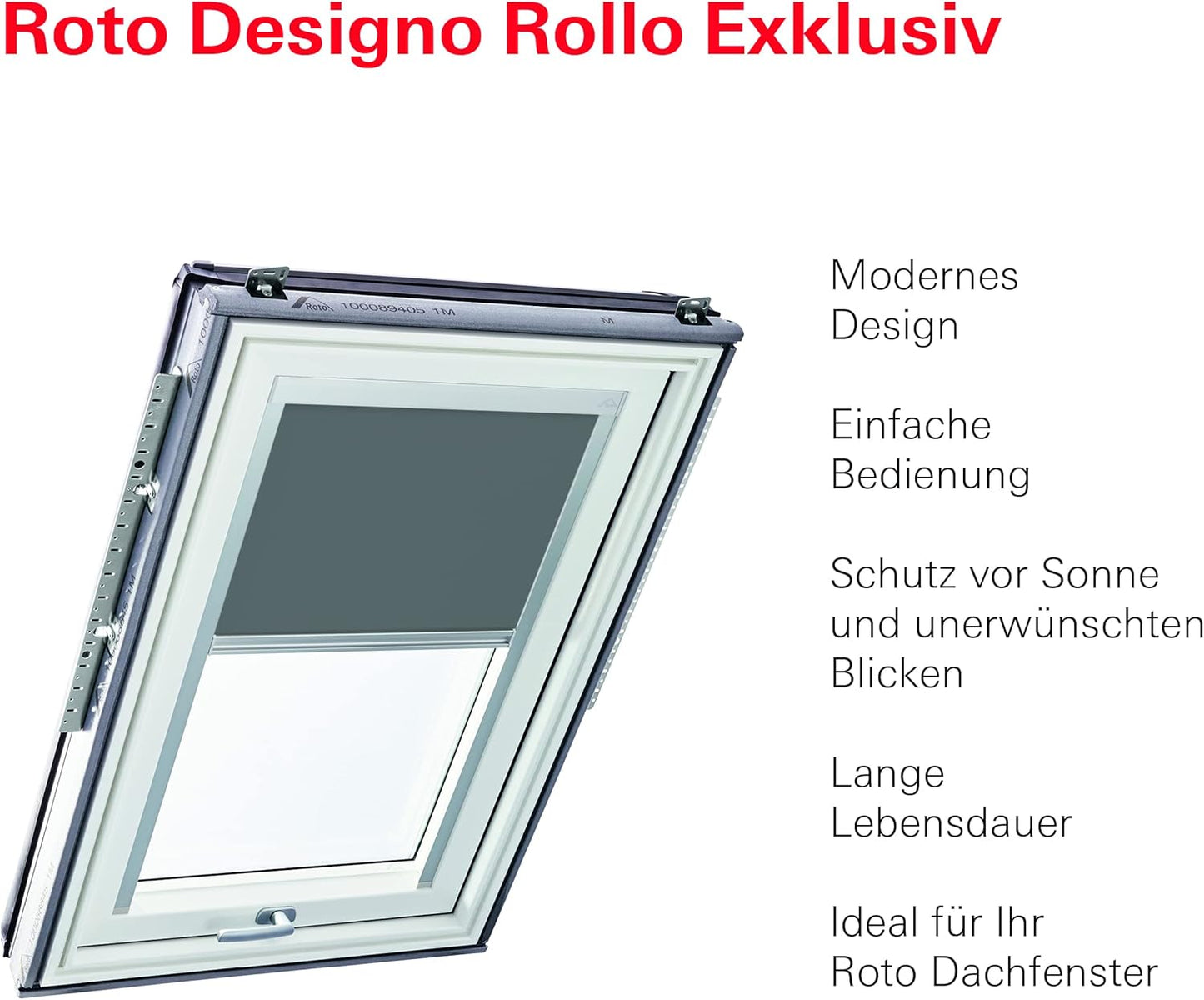 Tageslichtrollo für Dachfenster Designo R6/R8 i8 Classic, Führungsschiene Silber, B95 x H58cm, Dunkelgrau