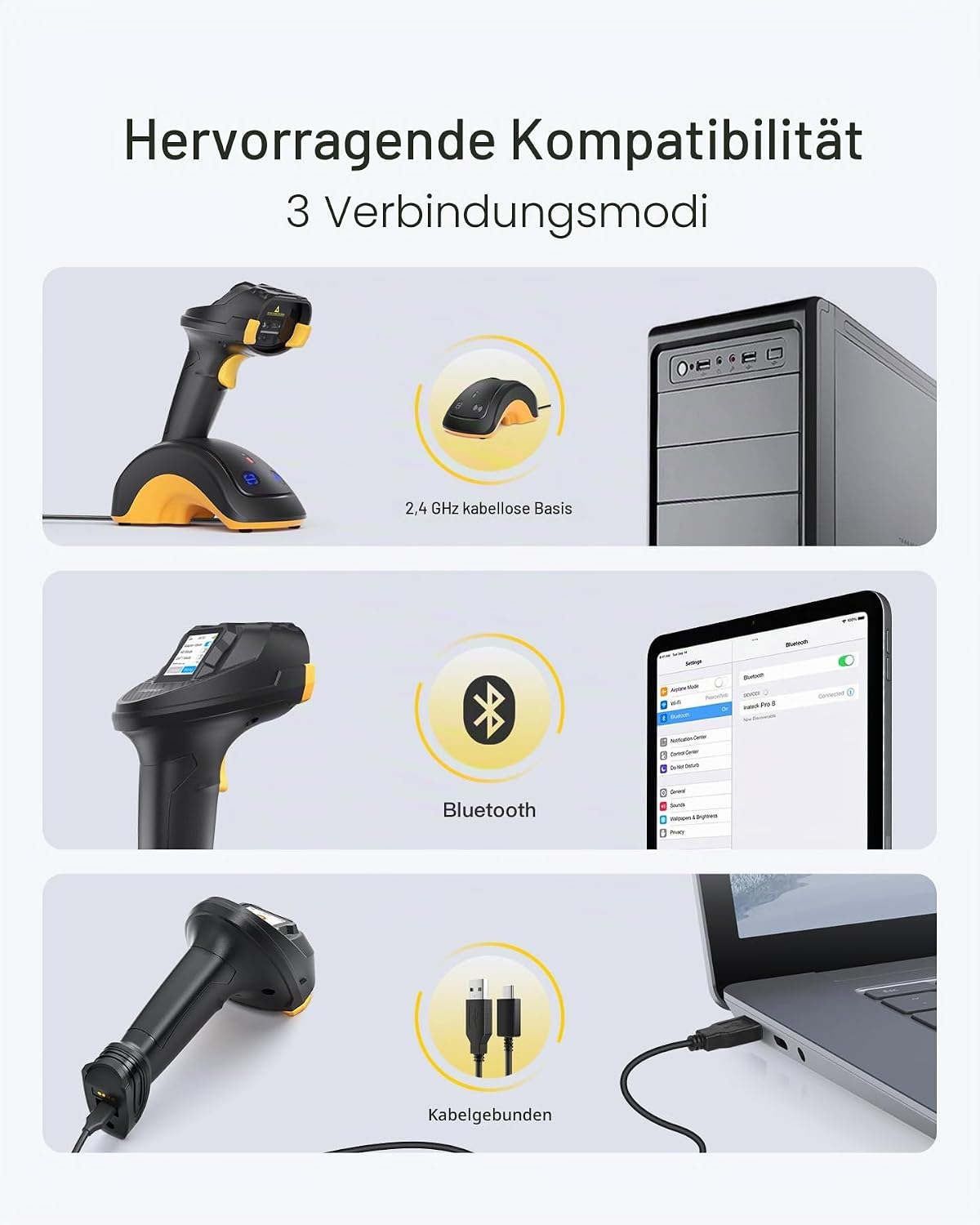 2D-Barcode-Scanner mit Touchscreen und Smart Base, 2D with Base and Screen