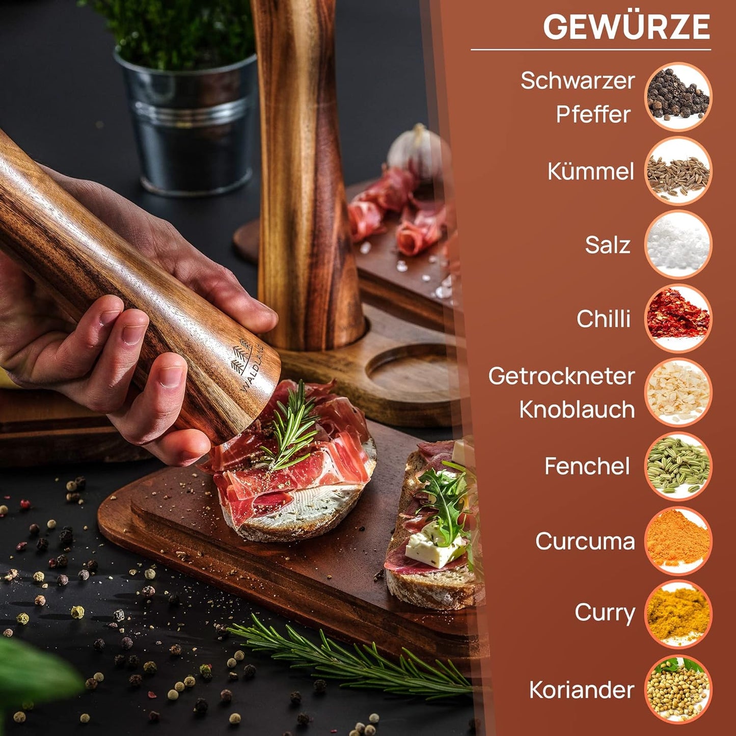 Salz- und Pfeffermühlen-Set mit Keramikmahlwerk (25,5 cm), 25,5