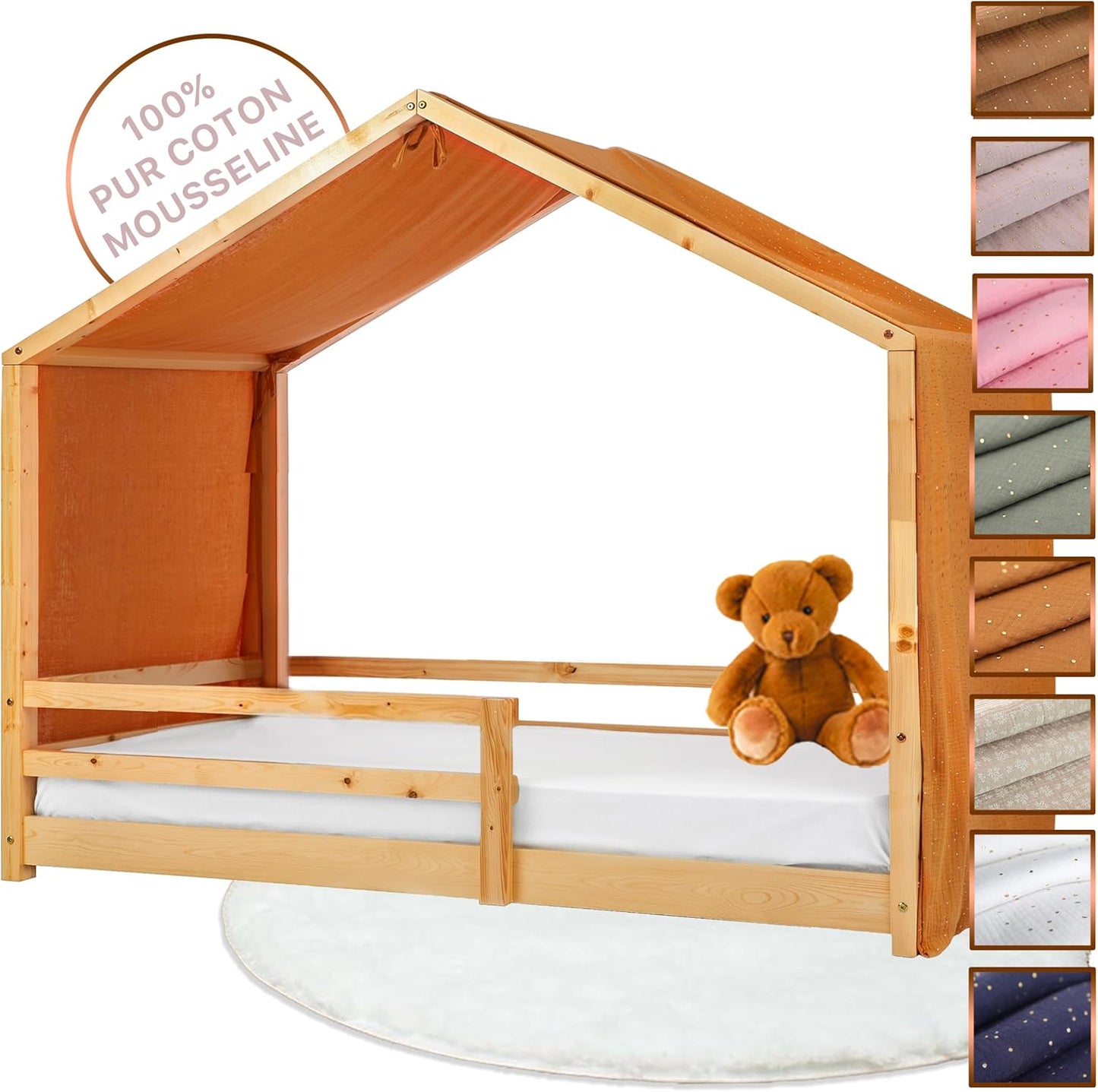 Hausbett-Himmel aus Musselin, Camel / Gold H402 x B97 cm (1er Pack)