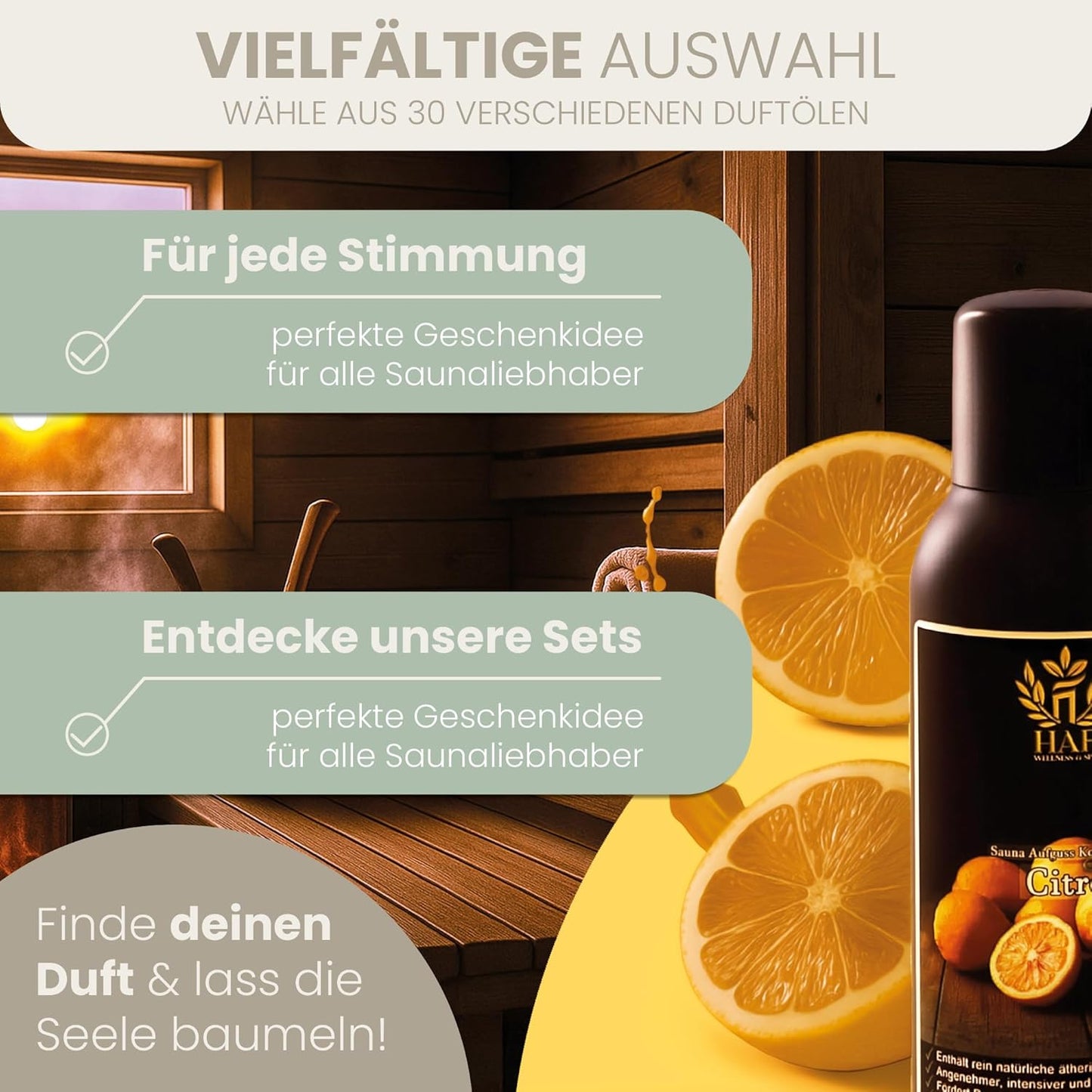 Saunaaufguss Konzentrat mit ätherischen Ölen, 250 ml Orange-Honig