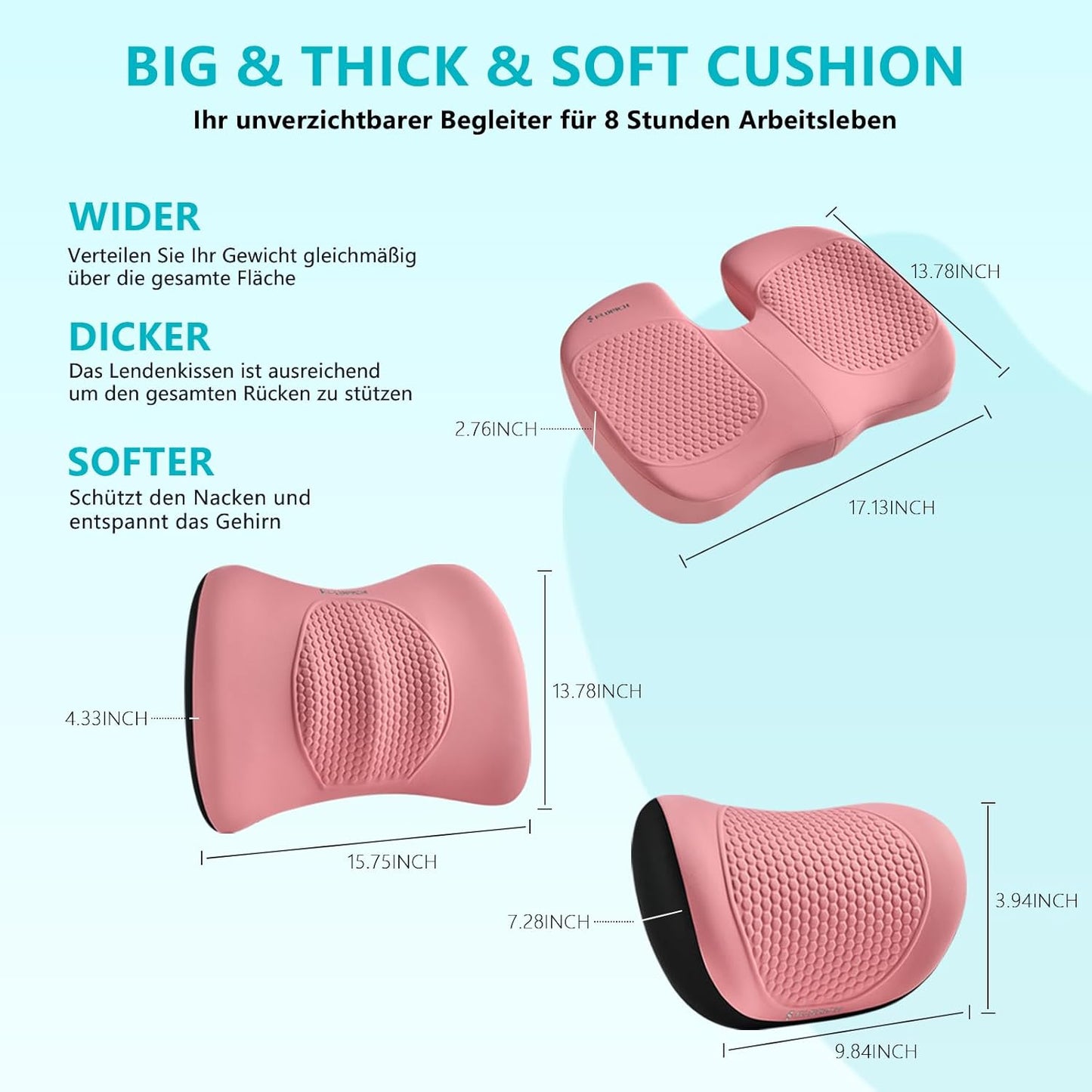 Ergonomisches Memory Foam Sitz- und Lendenkissen, Typ3-rosa