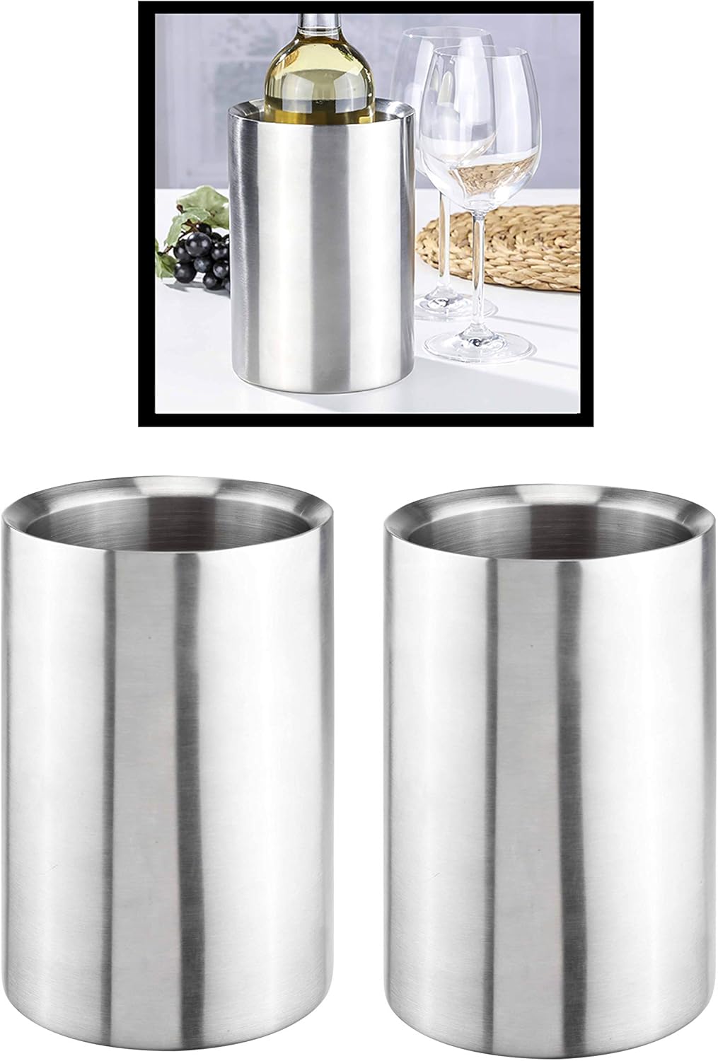 Weinkühler-Set, Edelstahl Gebürstet (ca. 12 x 19 cm) 2 Stück