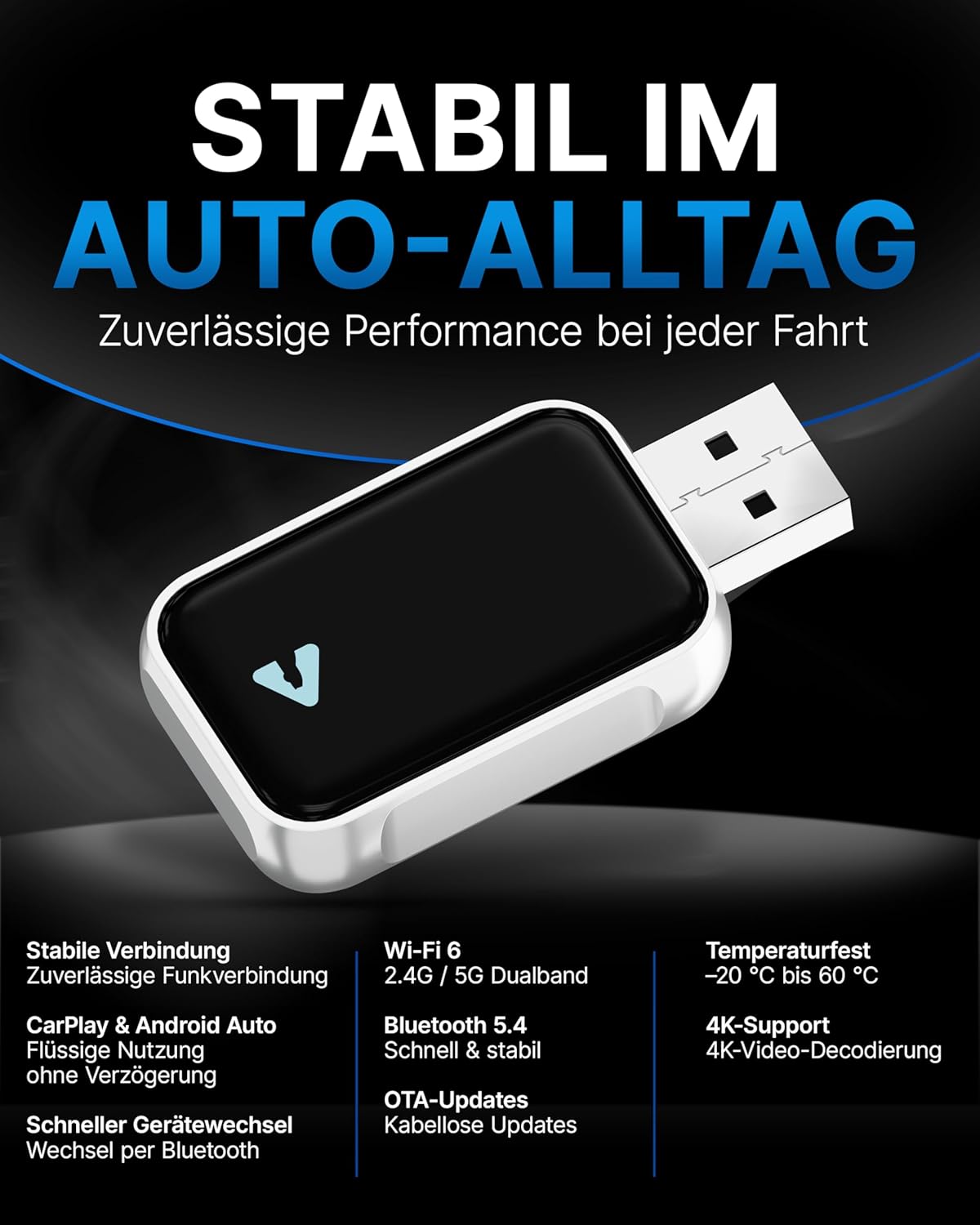 Kabelloser Carplay & Android Auto Adapter, Silver