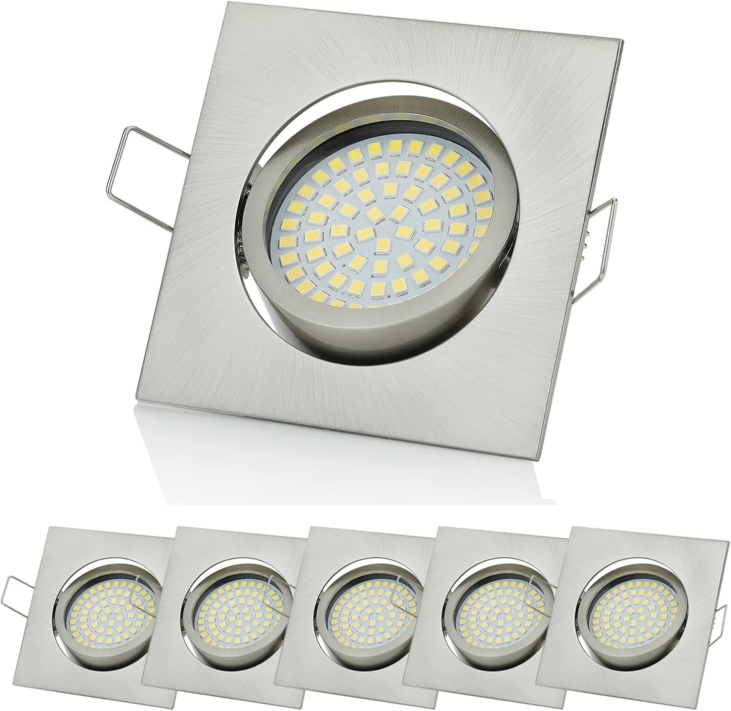 6er-Set schwenkbare LED-Einbaustrahler, Eckig-warmweiss