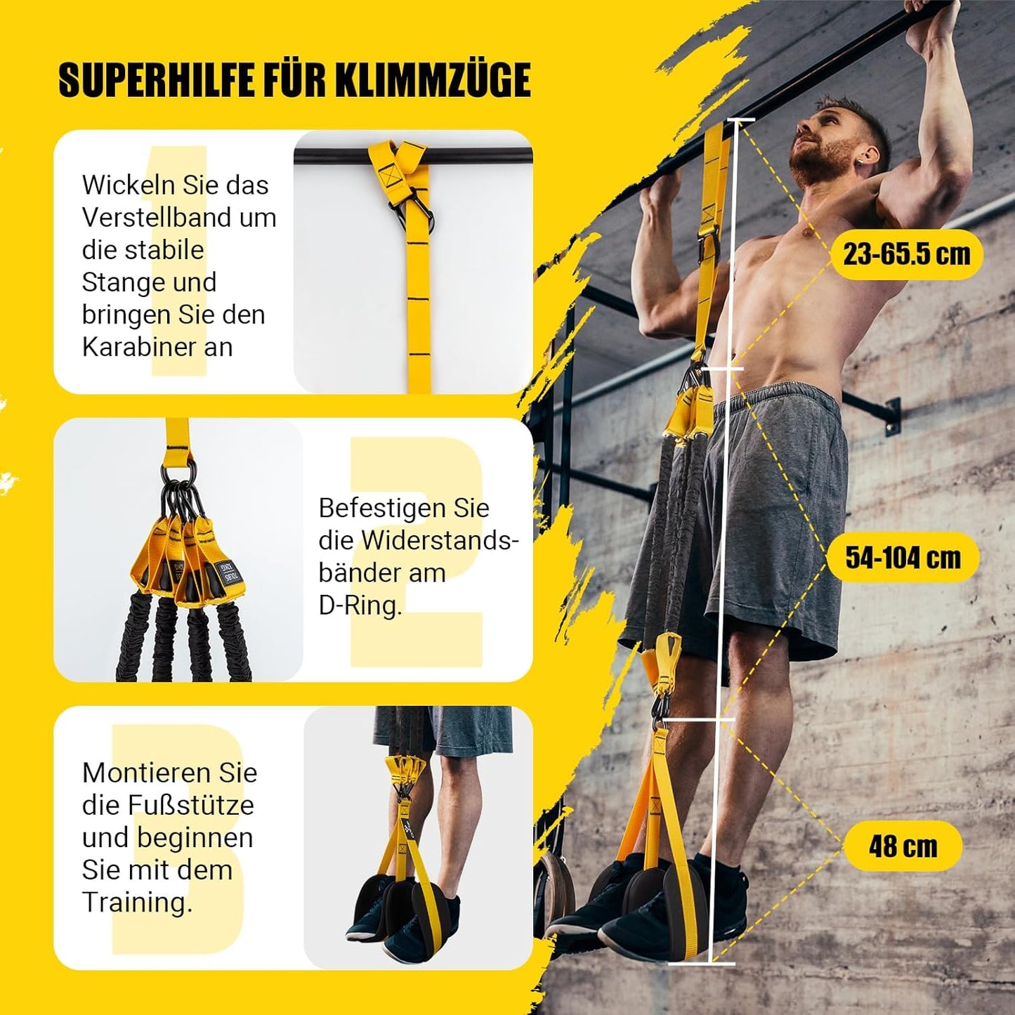 Klimmzughilfe-Set, Schwarz-gelb