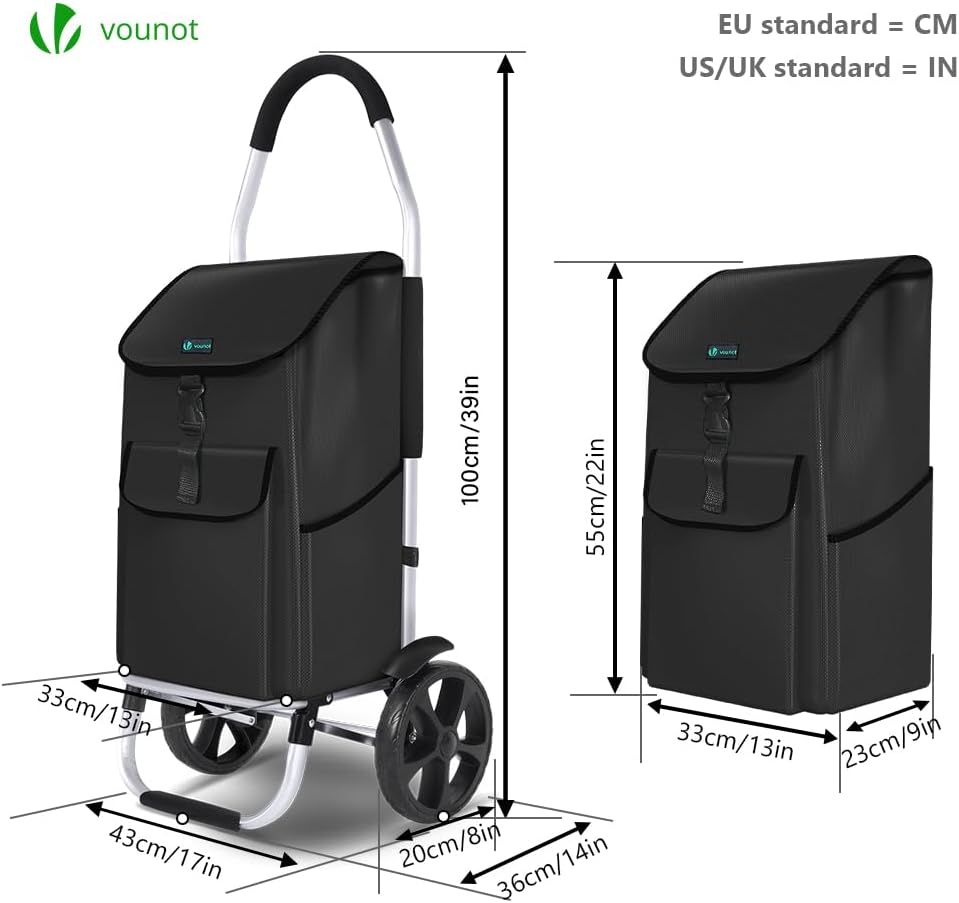 Klappbarer Einkaufstrolley, Schwarz 58L
