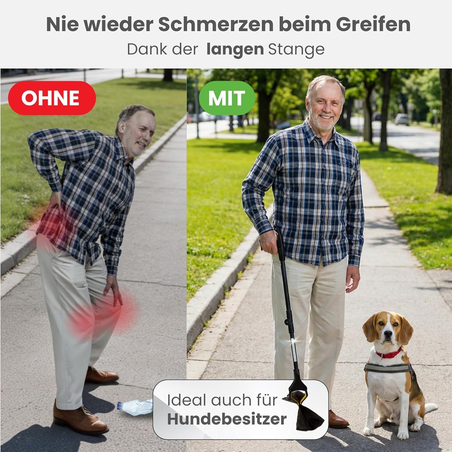 Faltbare Greifzange, 80 cm, Gelb Schwarz