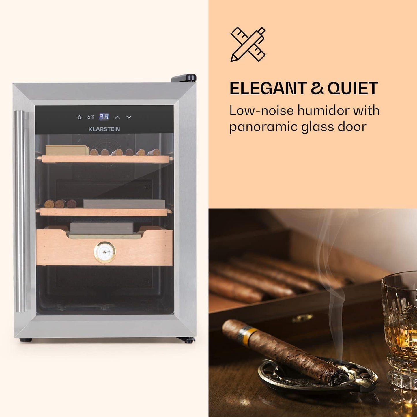 Thermoelektrischer Zigarren-Humidor Schrank 37L, 37 L Silber