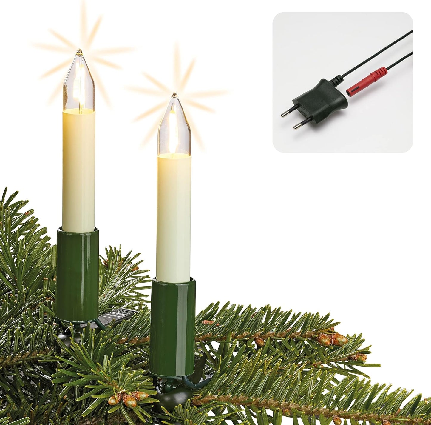15 LED Christbaumkerzen, 9,8 m Lichterkette, 15 LED-Filament / 9,8m beleuchtet Ohne Flackereffekt