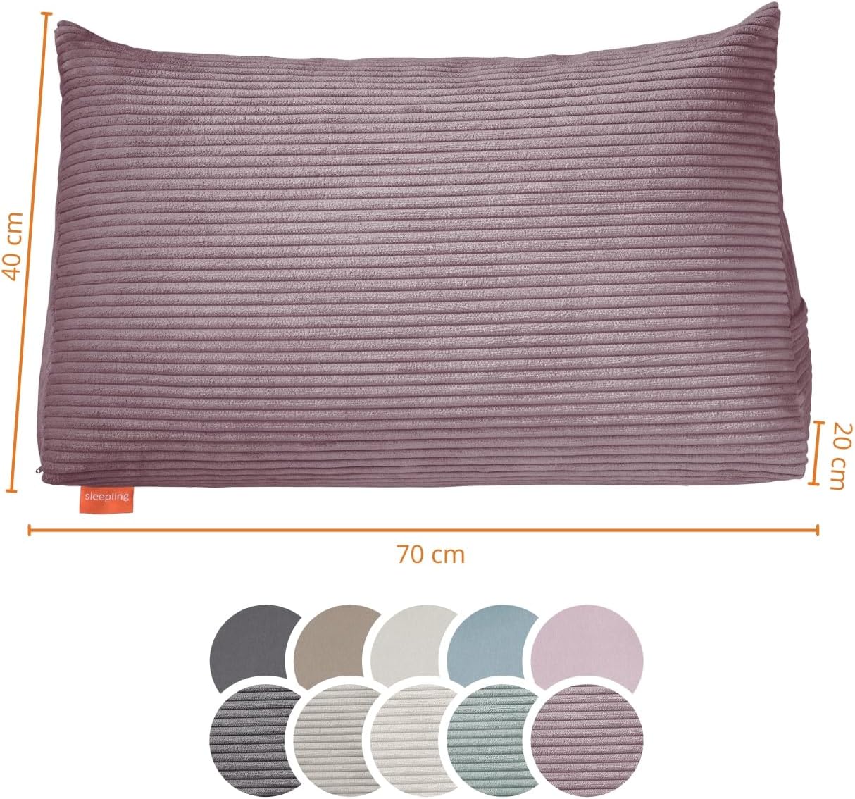 Lesekissen mit Seitenfach, Cord: Altrosa 70 x 40 x 20 cm