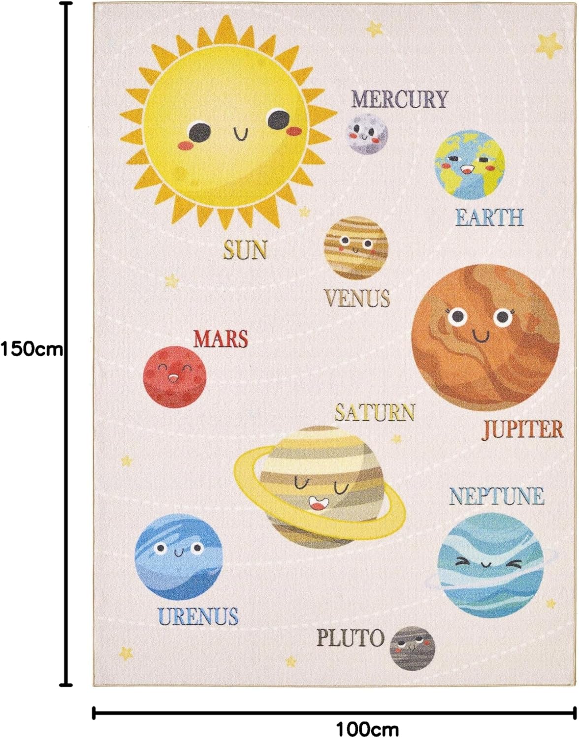 Kurzflor Kinderteppich 100 x 150 cm, 100 x 150 cm (Rechteckig) Beige-1