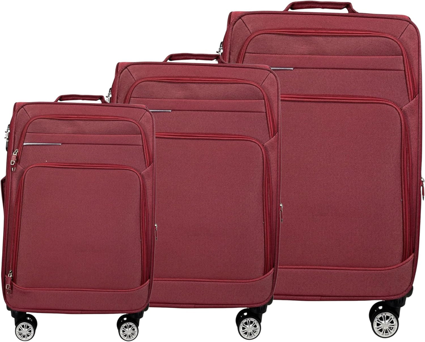3-teiliges Weichschalenkoffer-Set, 3er Set Rot