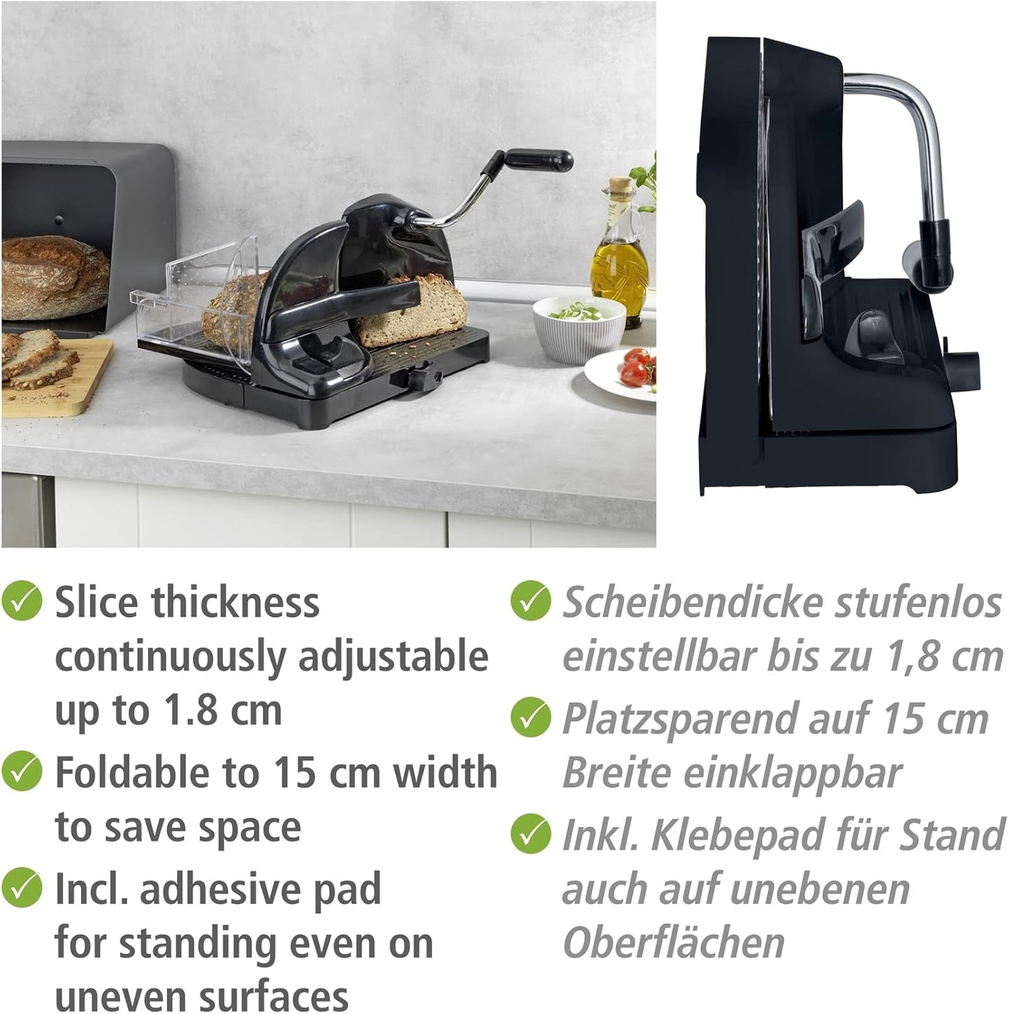 Manuelle Brotschneidemaschine, Silber/Schwarz