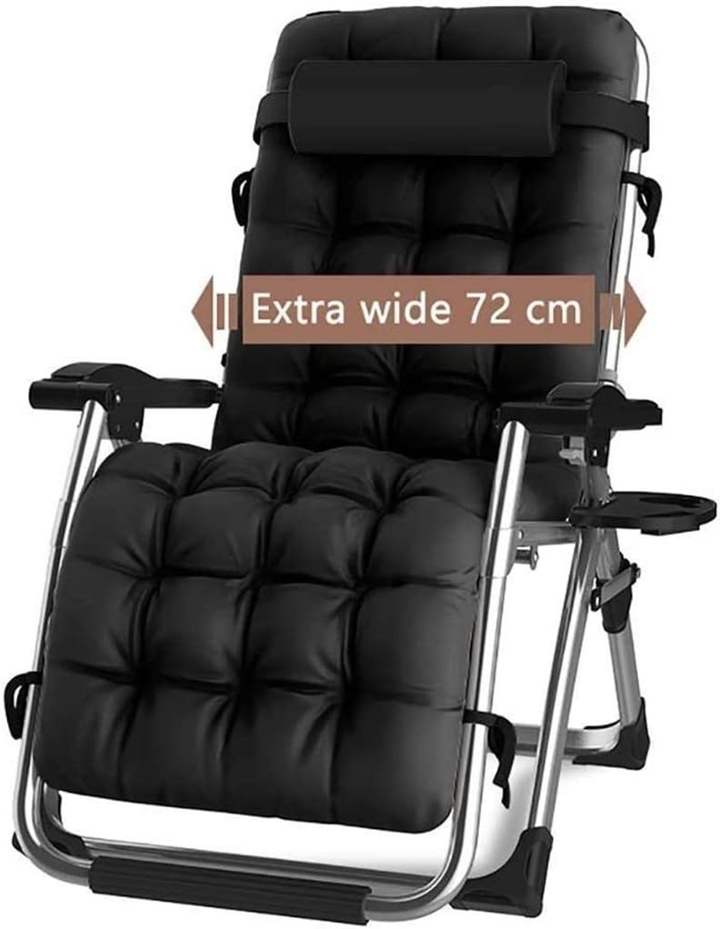 Klappbare Sonnenliege mit Kissen, Black1