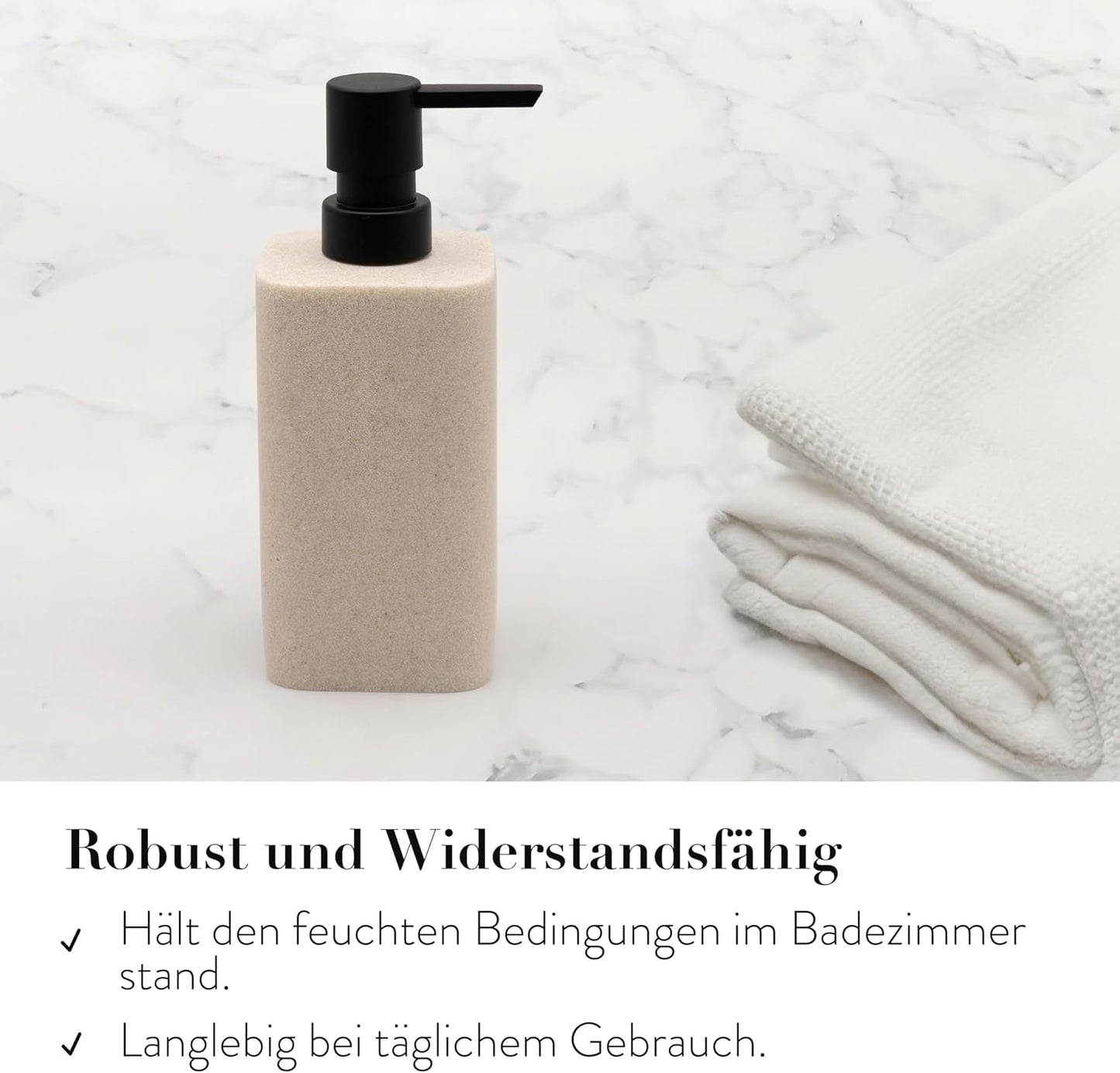 4-teiliges Badezimmer Set mit Organizer und Spender, Sand