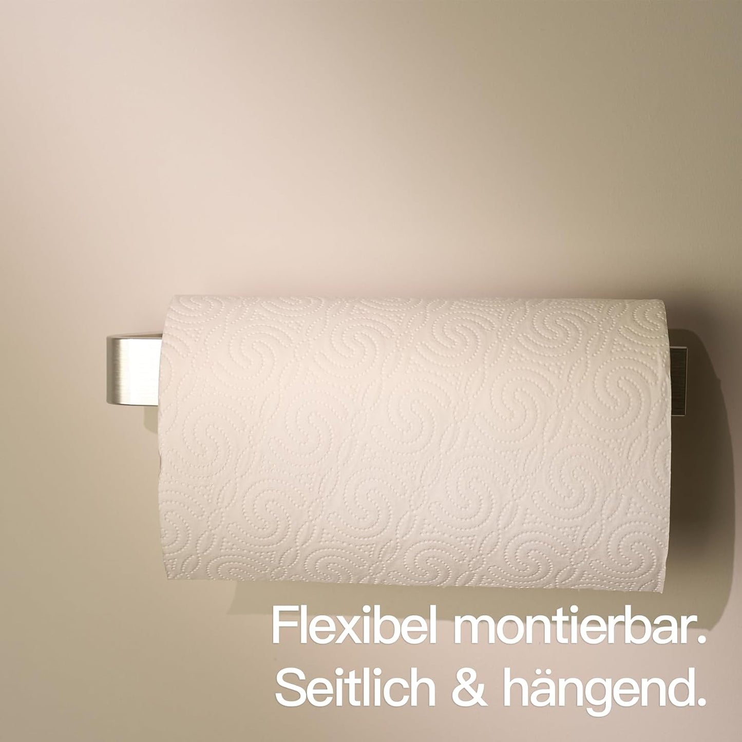 Küchenrollenhalter ohne Bohren, Silbergrau Gebürstet