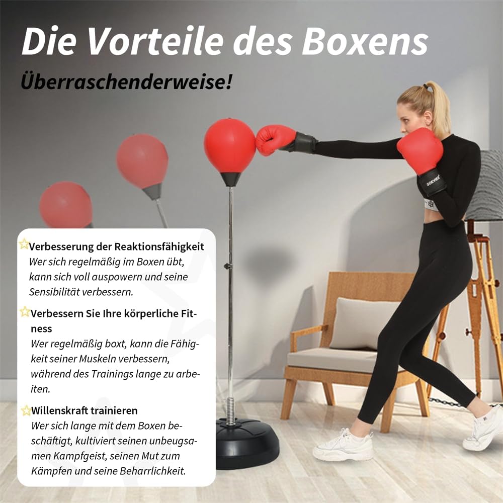 Standboxsack mit Boxhandschuhen und Pumpe