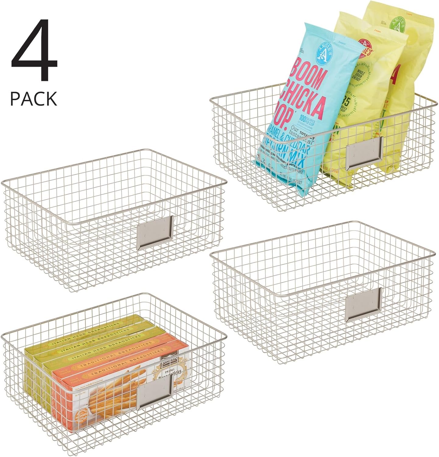 4-teiliges Allzweckkorb-Set mit Beschriftungsfeld