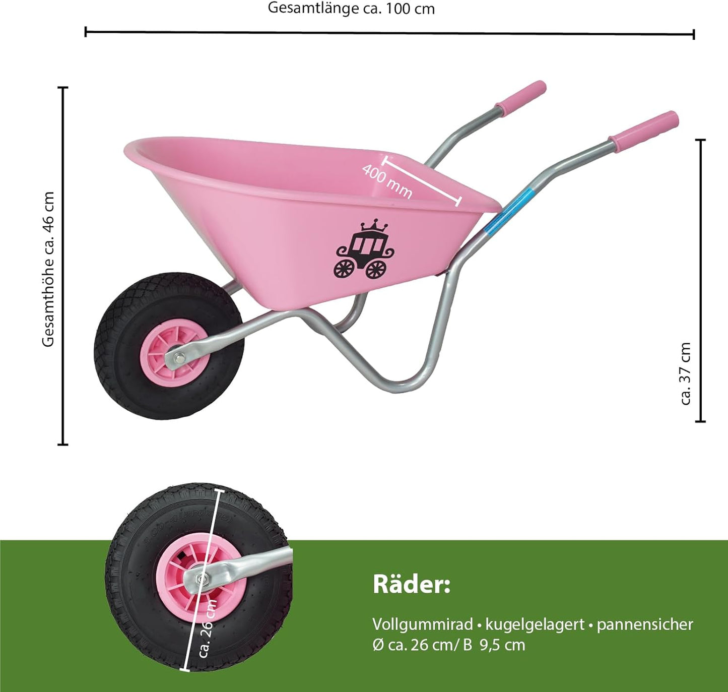 Kinderschubkarre Uni, Prinzessin | Rosa