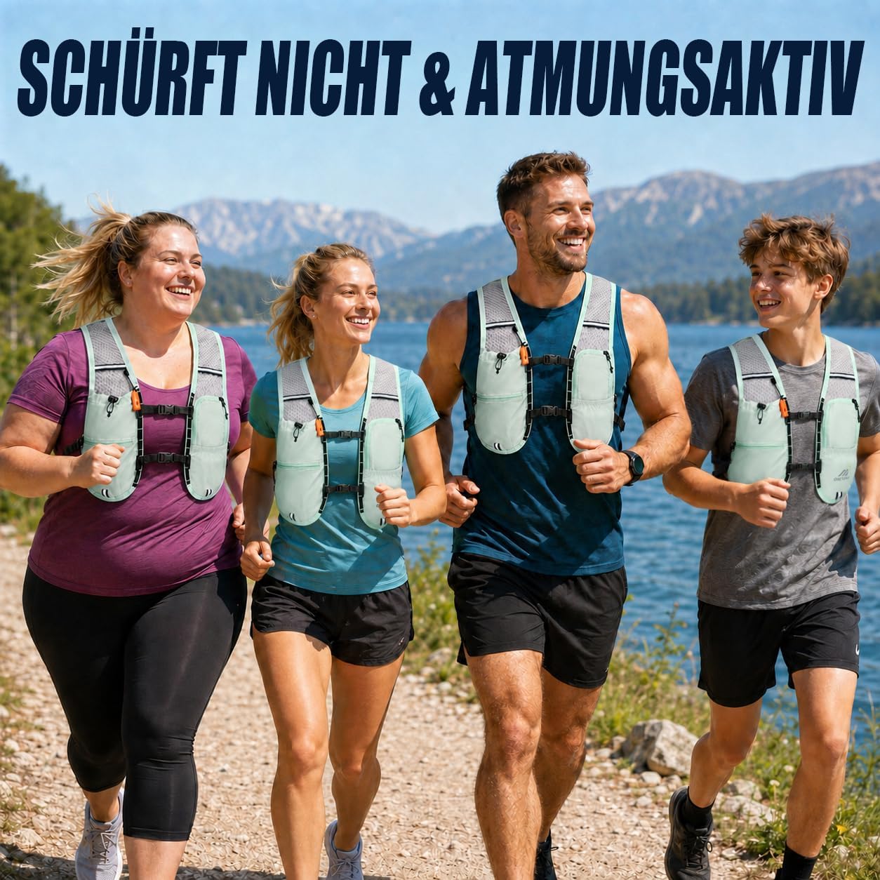 Trinkweste mit Trinkflasche und Trinkblase, hellgrün mit 2L Trinkblase