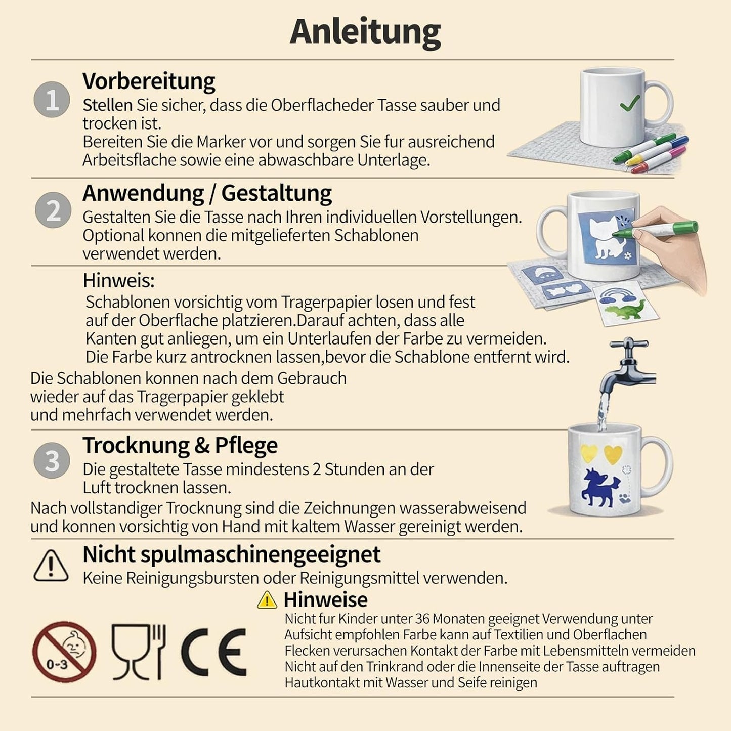 Keramik Bemalen Set mit Porzellanstiften
