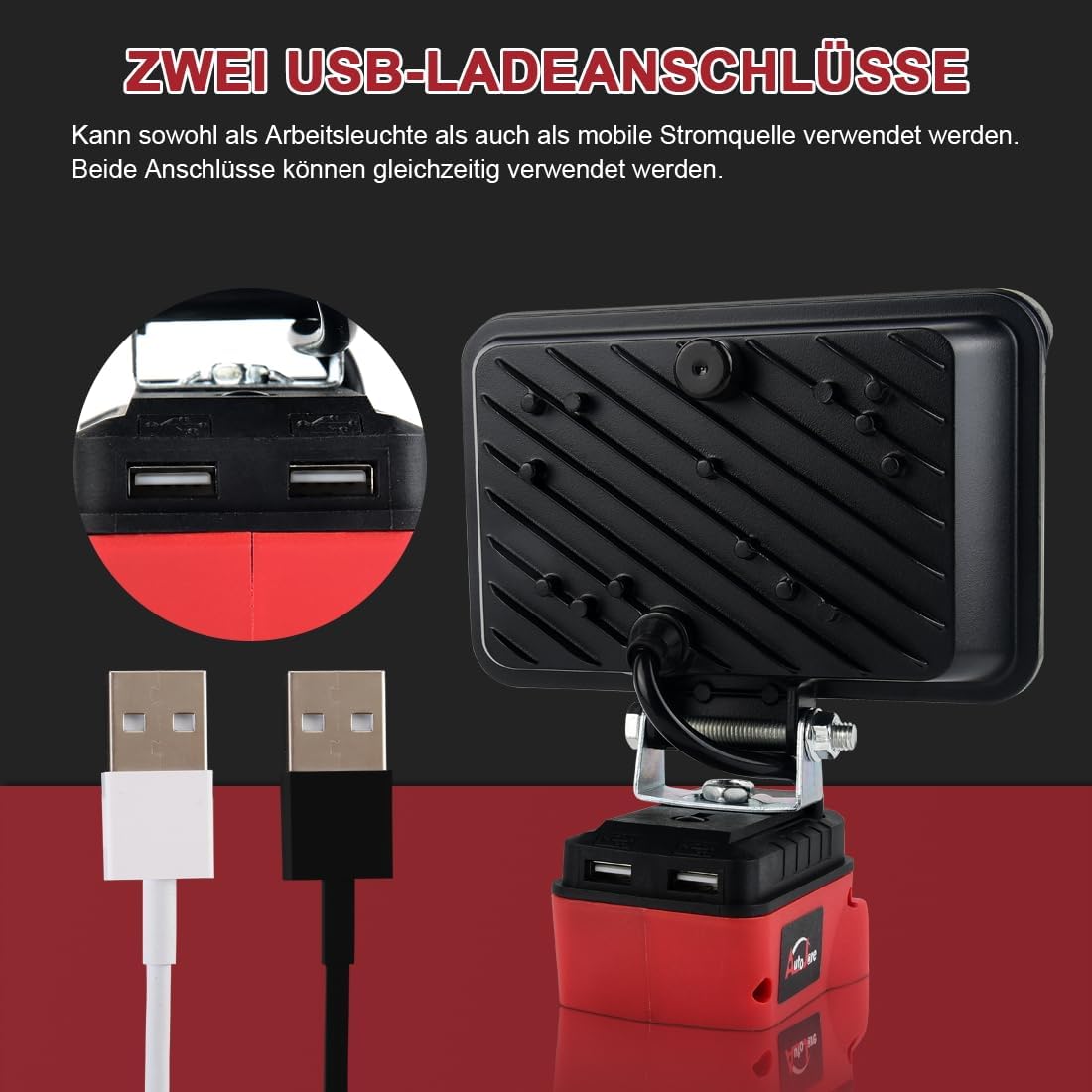 Akku-Lampe, 5 zoll mit USB