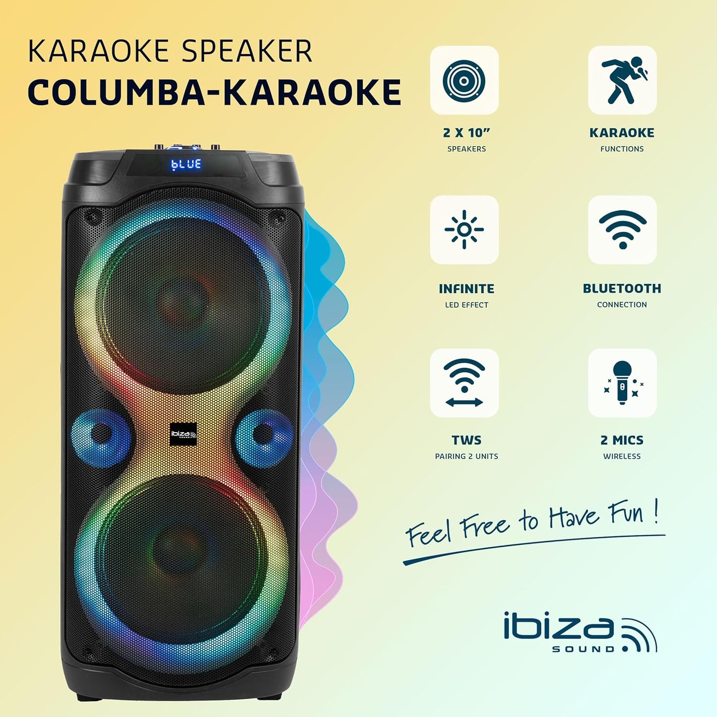Bluetooth-Karaoke-Lautsprecher mit Mikrofonen, COLUMBA-KARAOKE