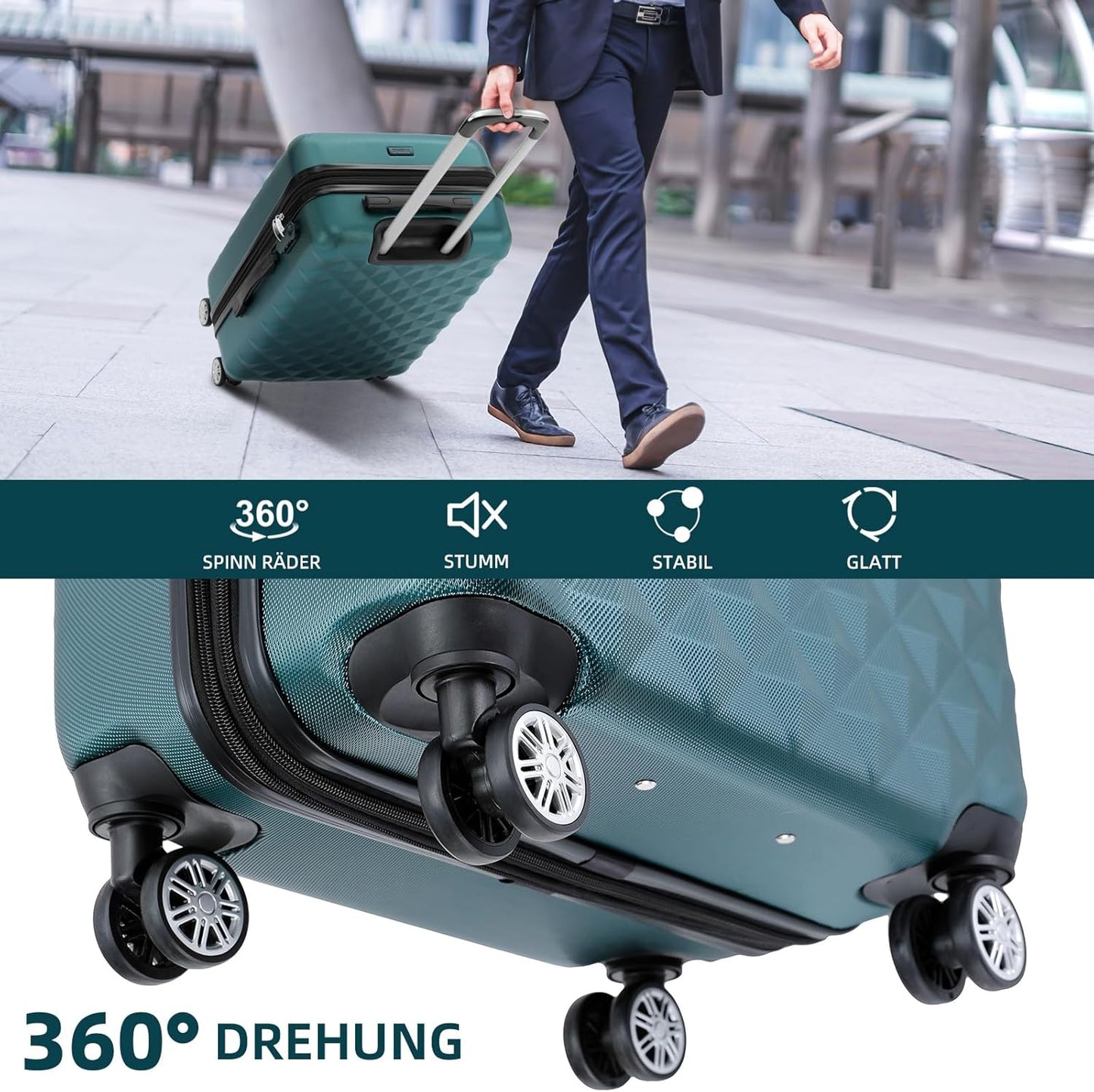Hartschalen-Trolley für Handgepäck, Dunkelgreen M