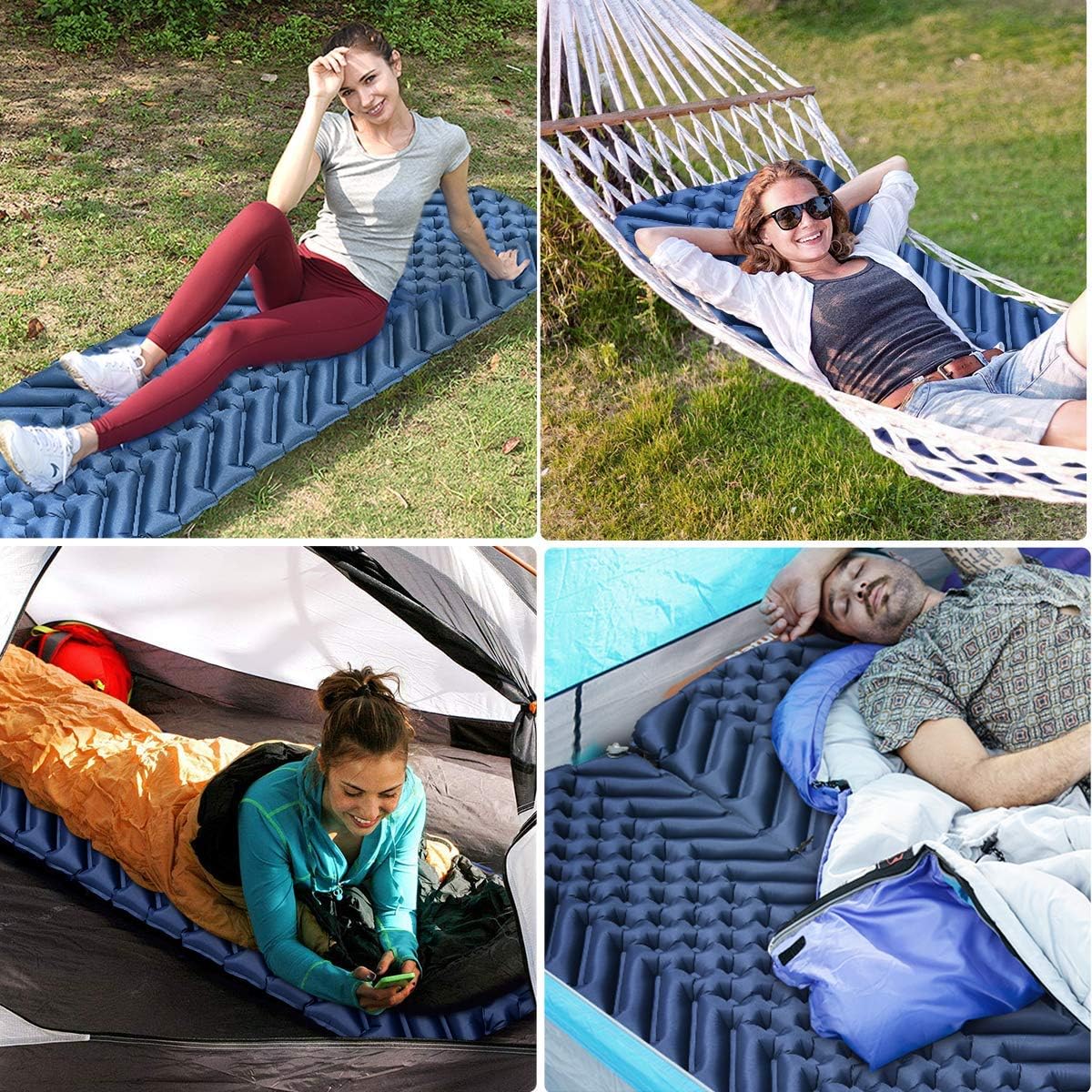 Ultraleichte aufblasbare Camping-Isomatte, Marineblau