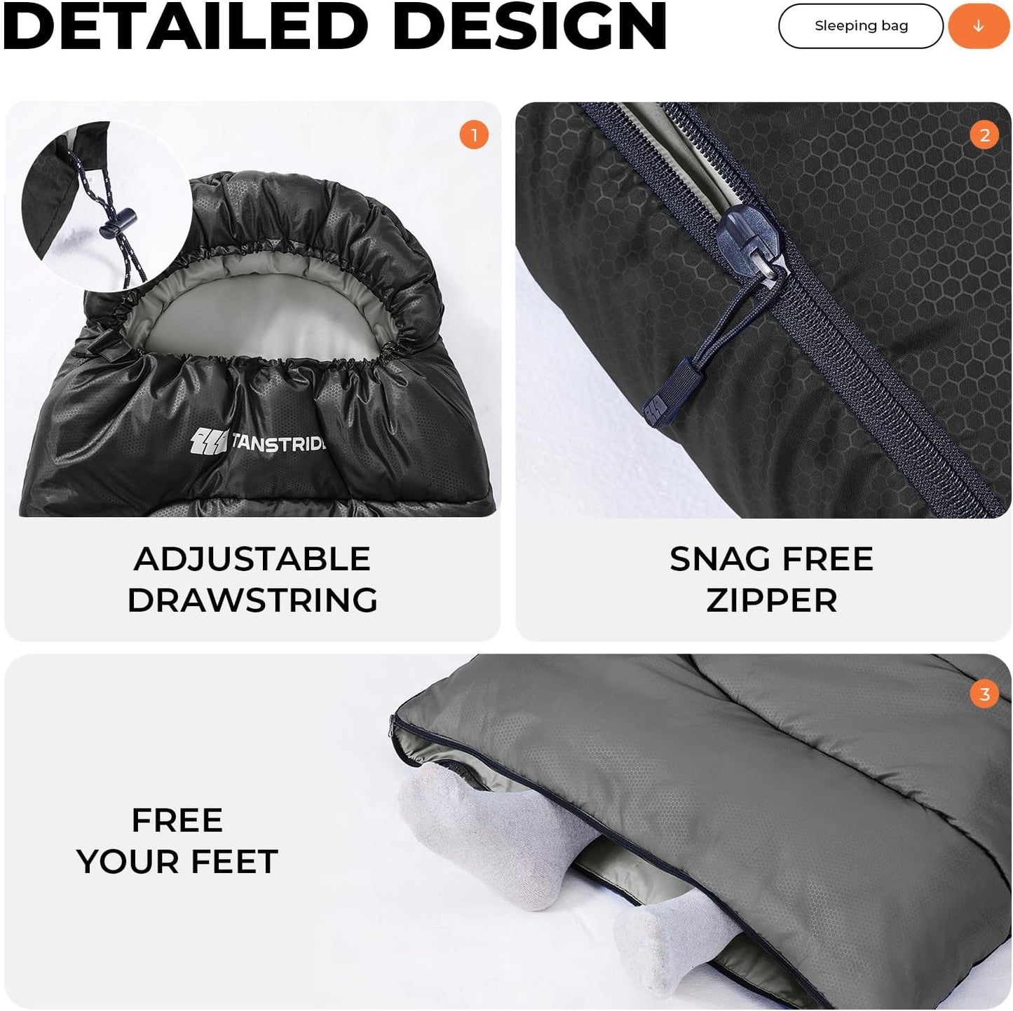 3-Jahreszeiten-Deckenschlafsack, 1.35kg-Schwarz