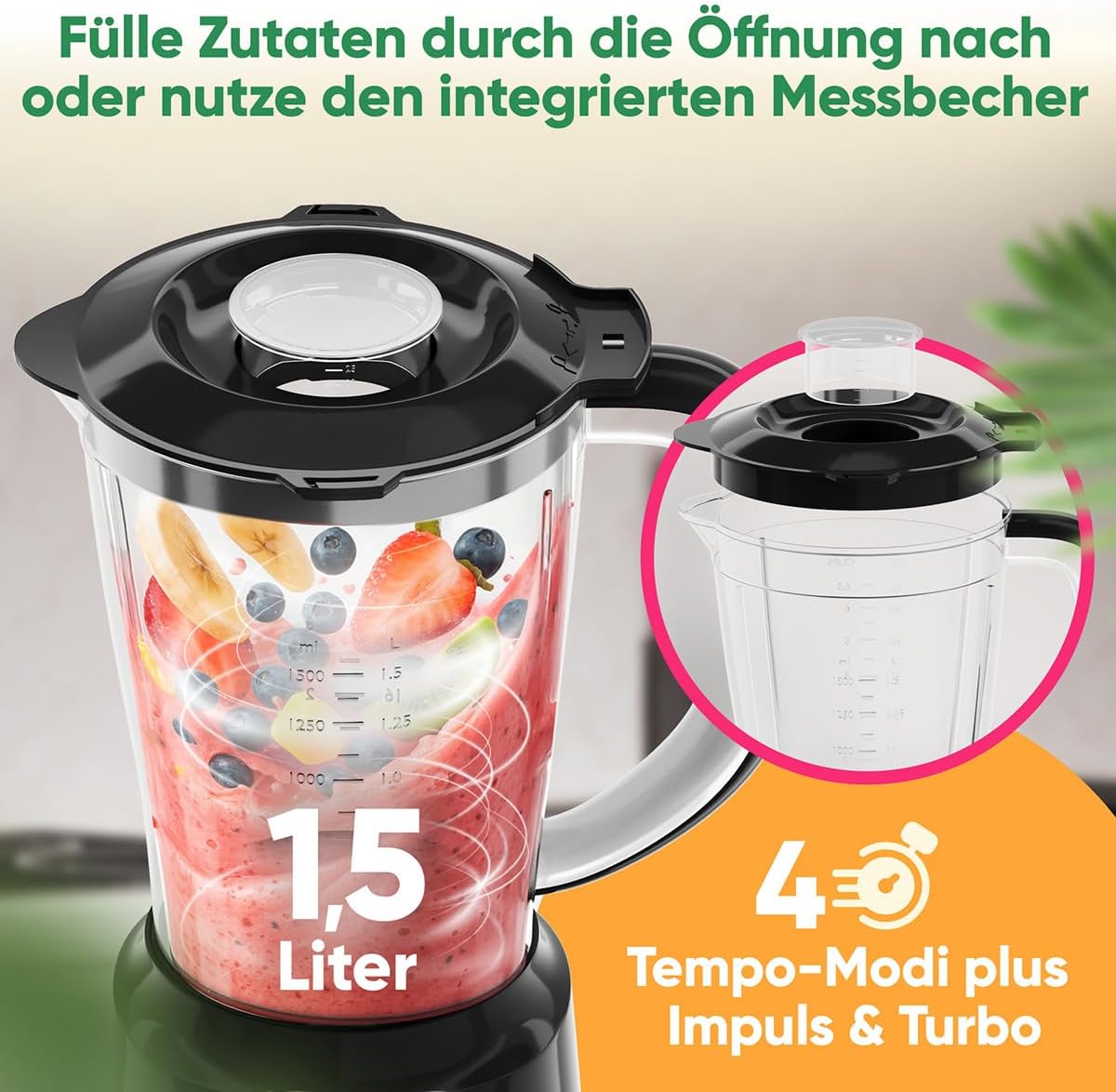 Standmixer mit Ice-Crush- und Turbo-Funktion