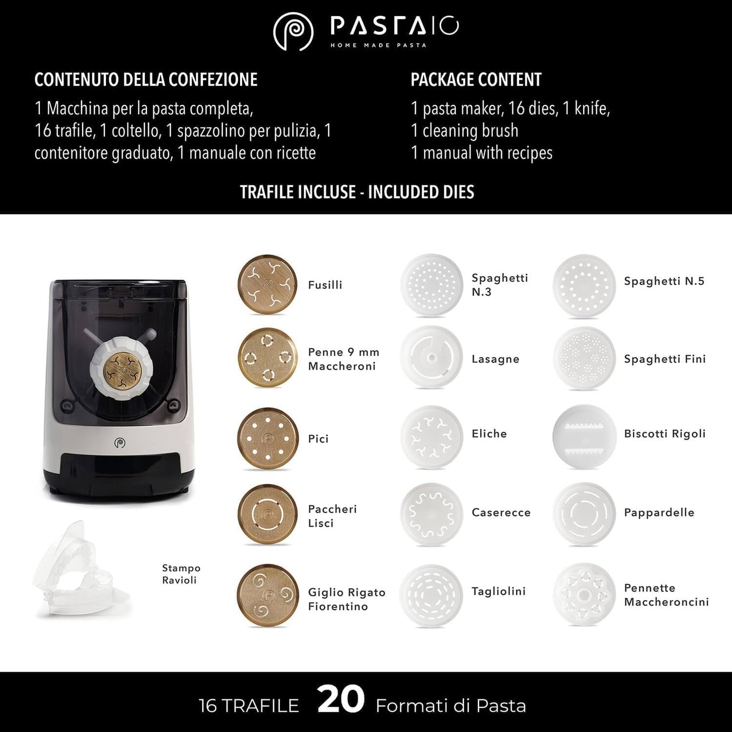 Pasta-Maker, 16 Trafile (5 Bronzo)
