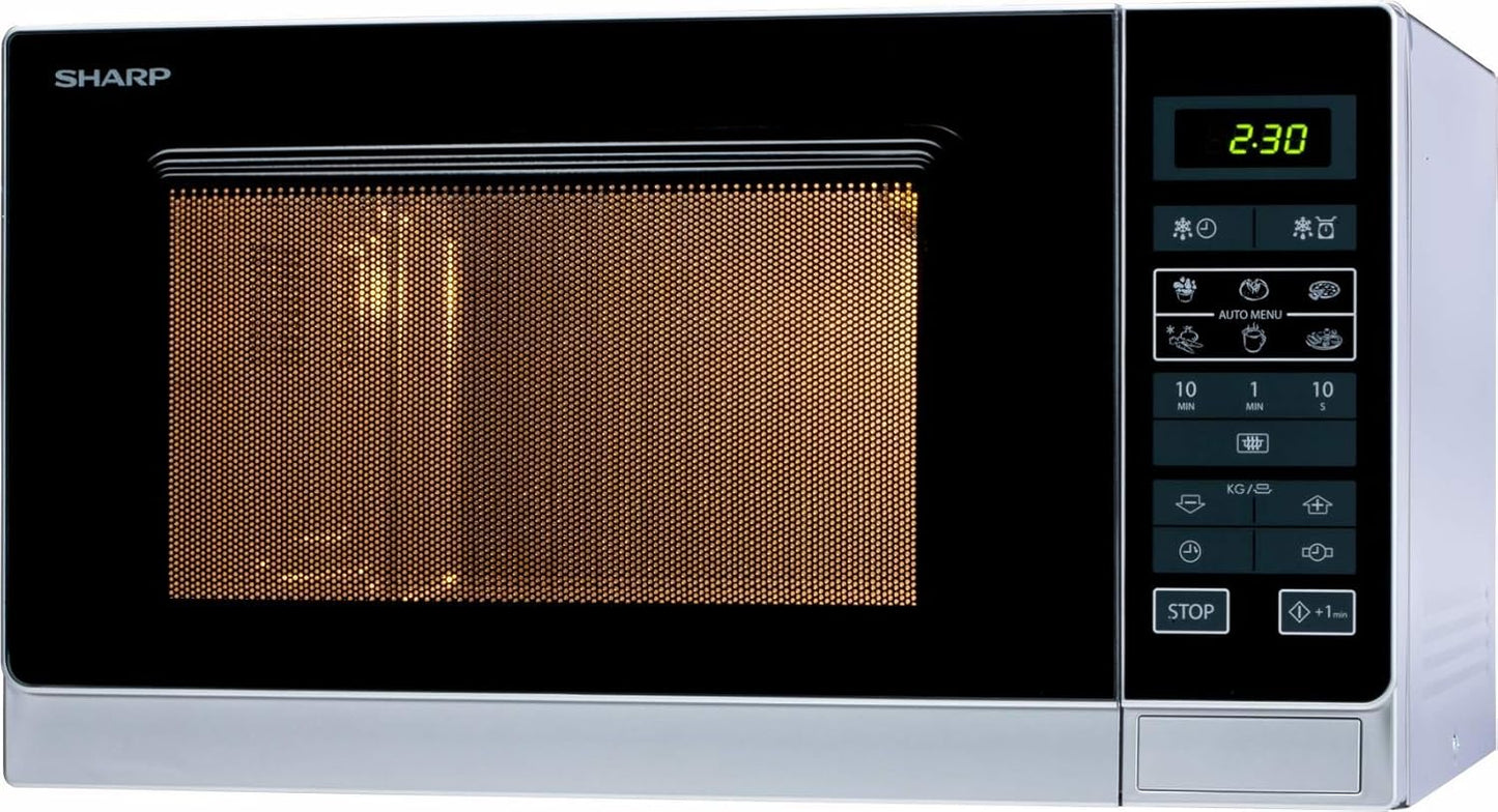 R342INW Solo-Mikrowelle mit LED-Display und Timer, Silber