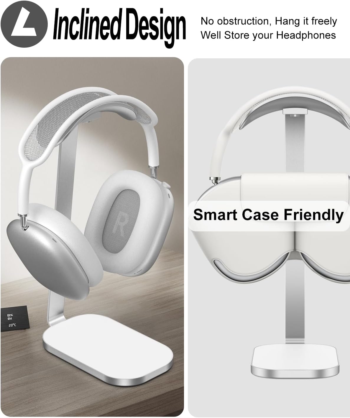 Kopfhörerständer für Over-Ear und Gaming-Headsets, Silber weiß