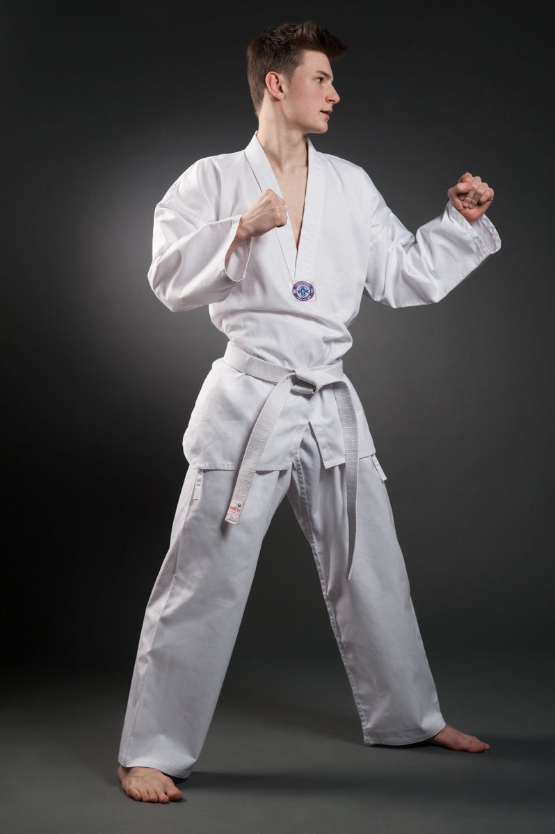 Taekwondo Anzug mit Druck, 110 Weiss