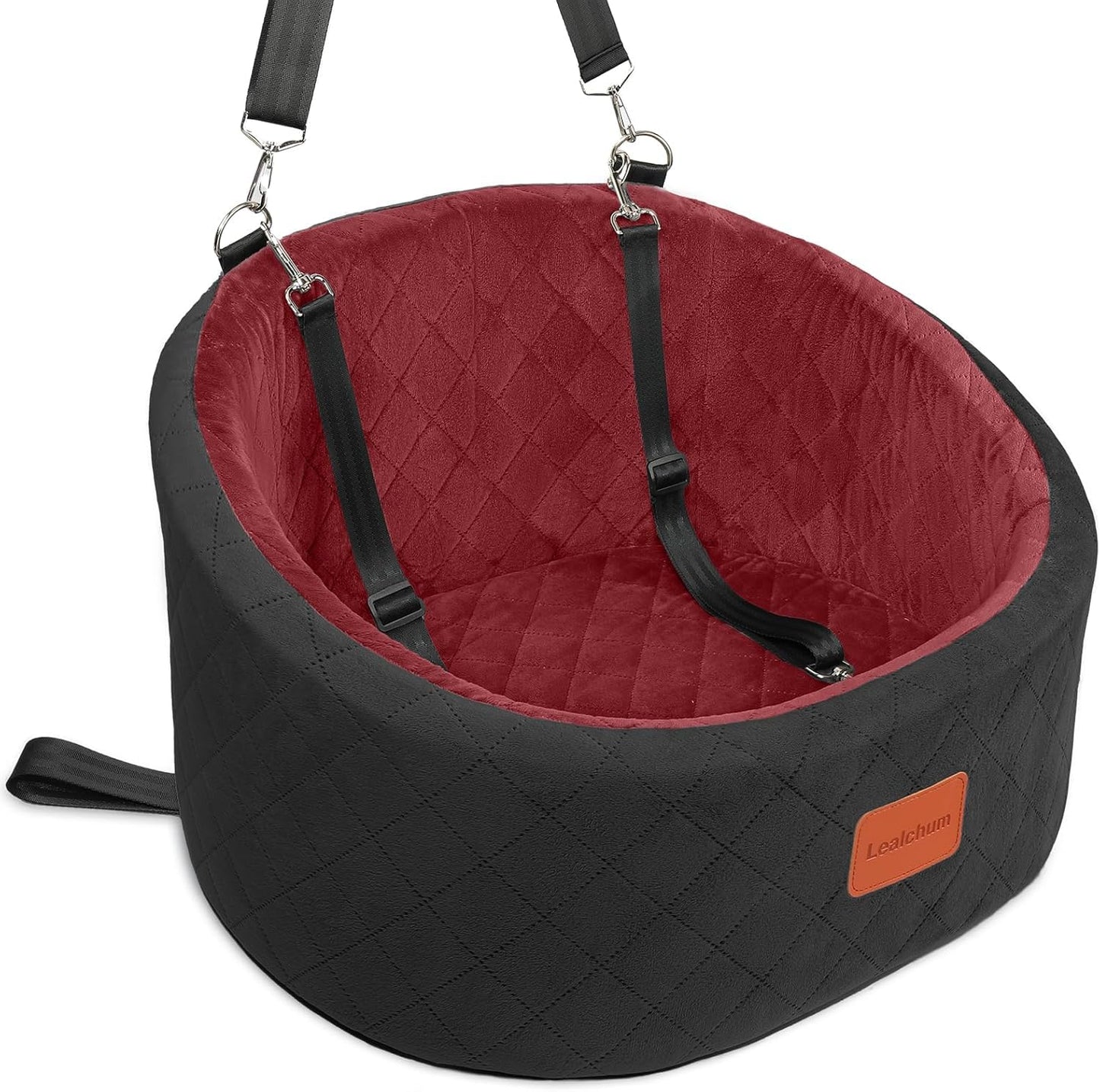 Hunde-Autositz mit Sicherheitsleine, Black/Red Small