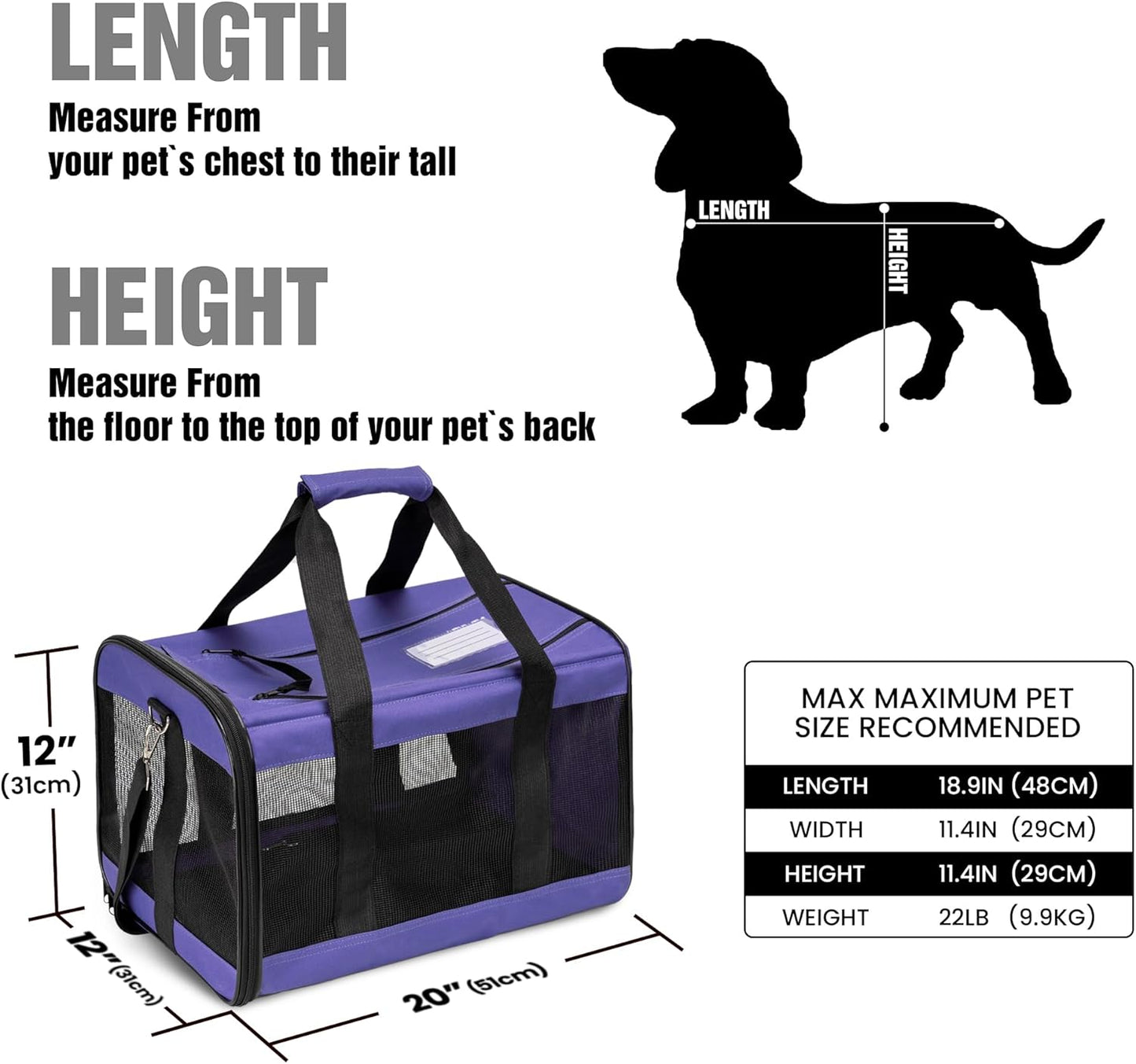 Faltbare Hundetransportbox, Gross Violett