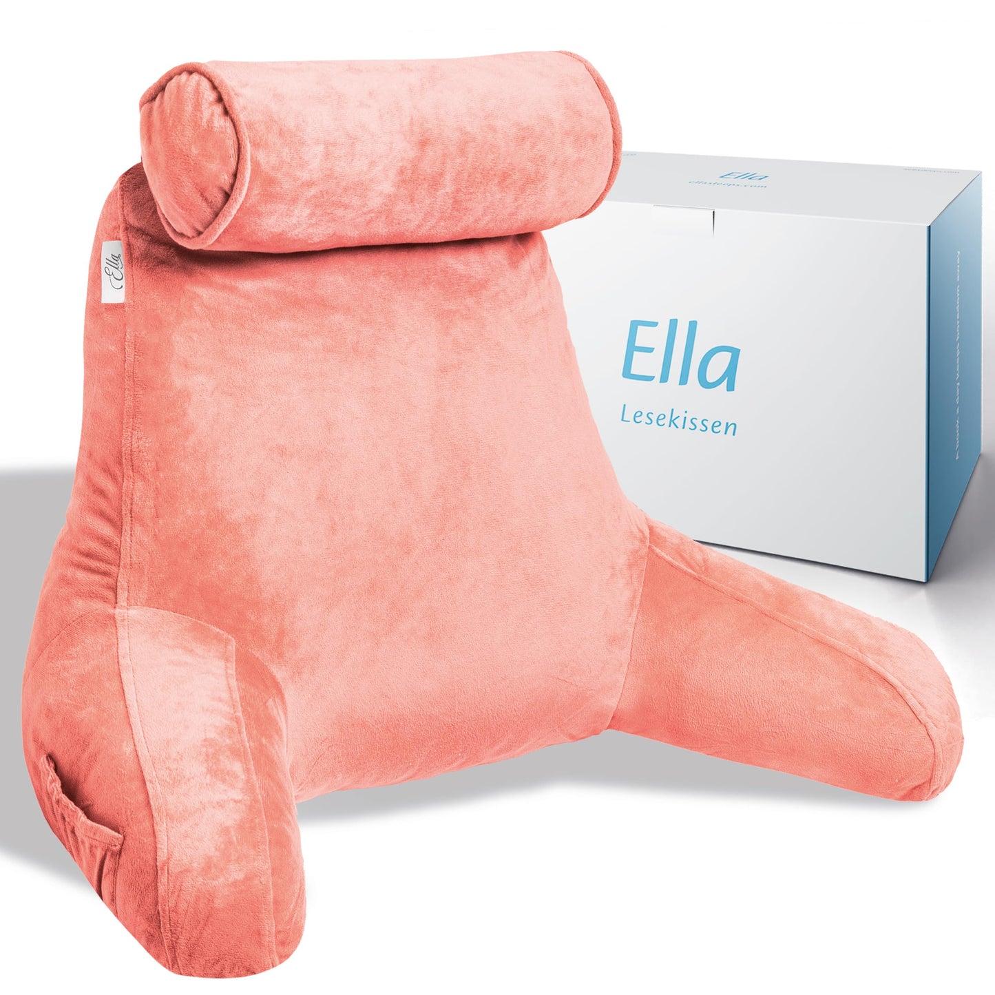 Lesekissen mit Nackenrolle und Armlehnen, Rosa