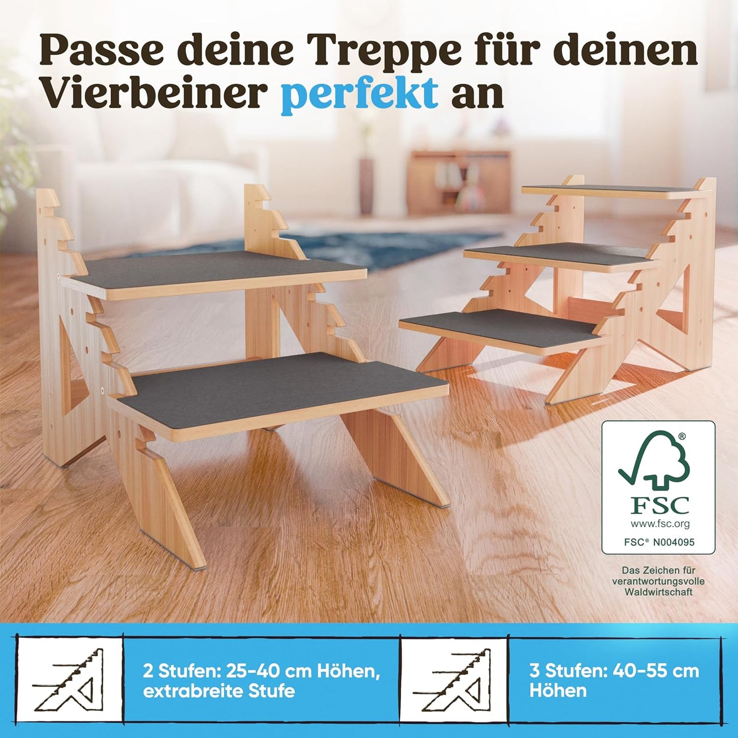Verstellbare Haustiertreppe, Flexibel
