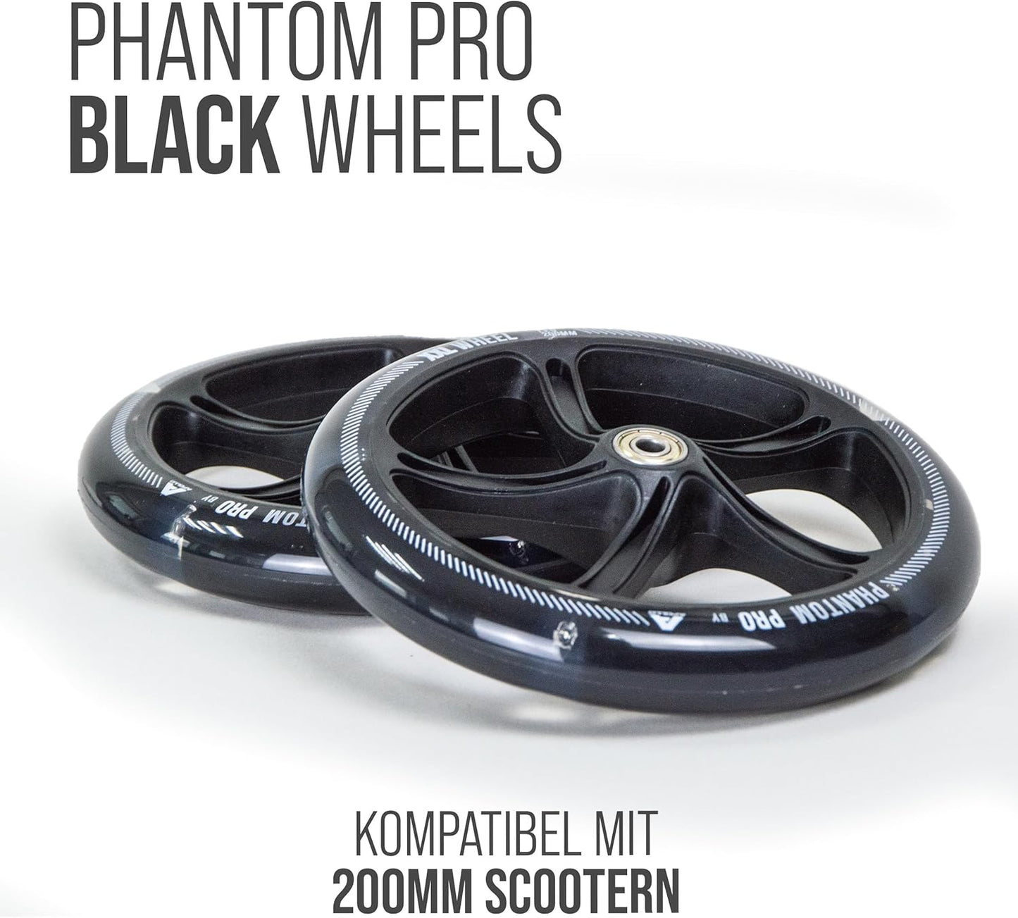 City Scooter Ersatzräderset, LED Ersatzräder 200mm - SCHWARZ