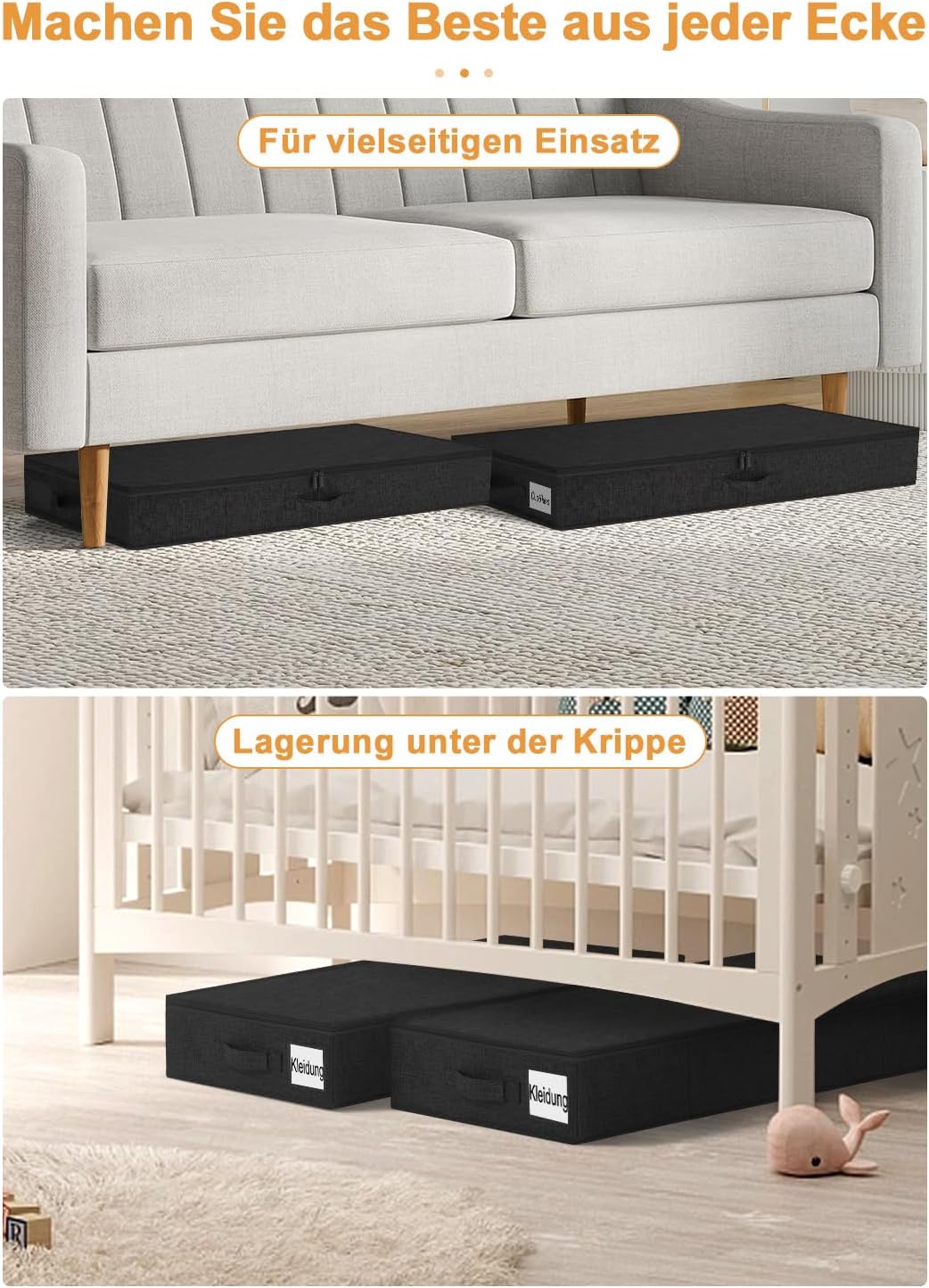 Unterbett-Aufbewahrungsboxen Set, Eisenhaltig
