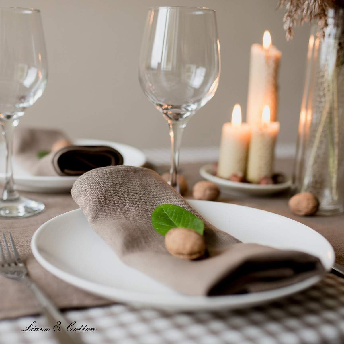 4-teiliges Stoffservietten-Set Hygge, Beige Servietten - 32 x 32cm