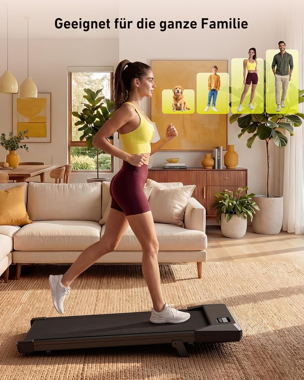 Klappbares Laufband mit Steigungsfunktion und App-Steuerung, 90 CM Schwarz-2