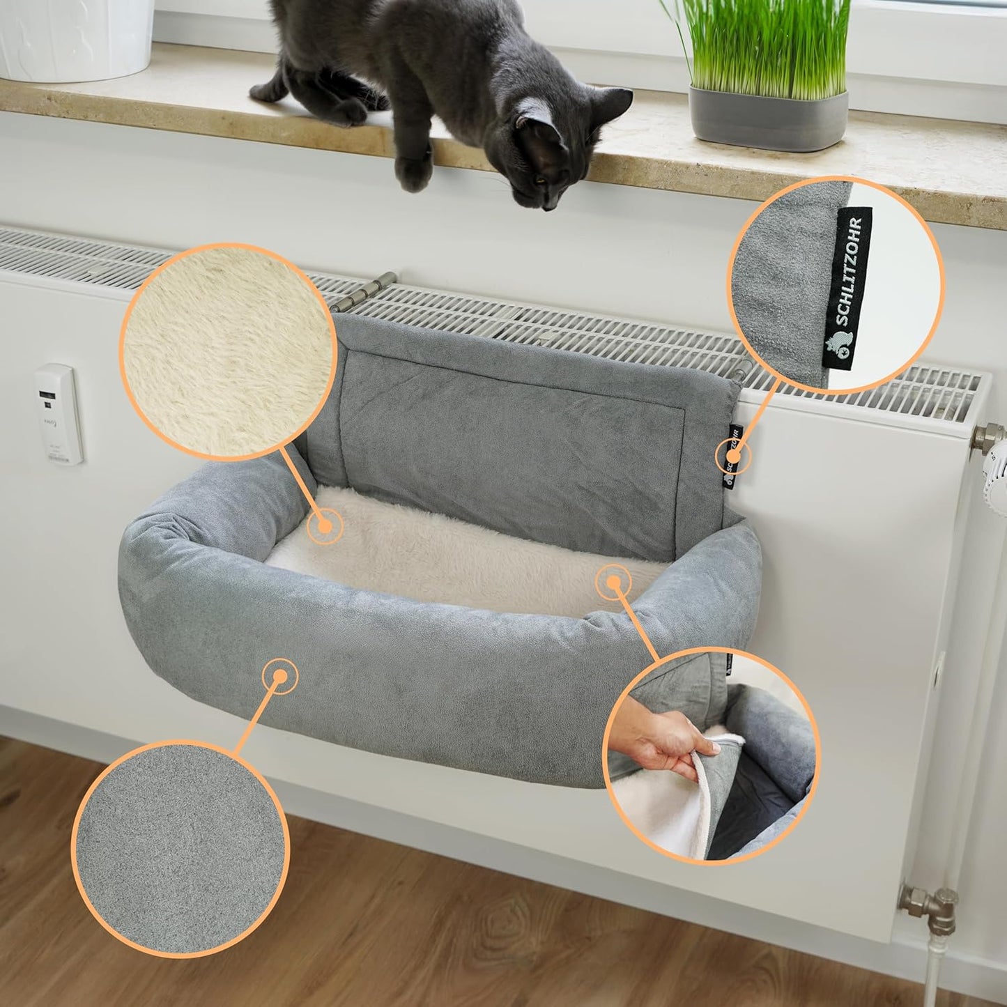 Heizungsliege für Katzen "Murphy", Grau